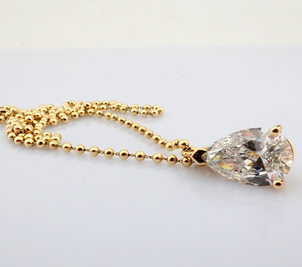 Pear Cut Lab-Grown Diamond Necklace - 6 Total Carat (IGI Certified)