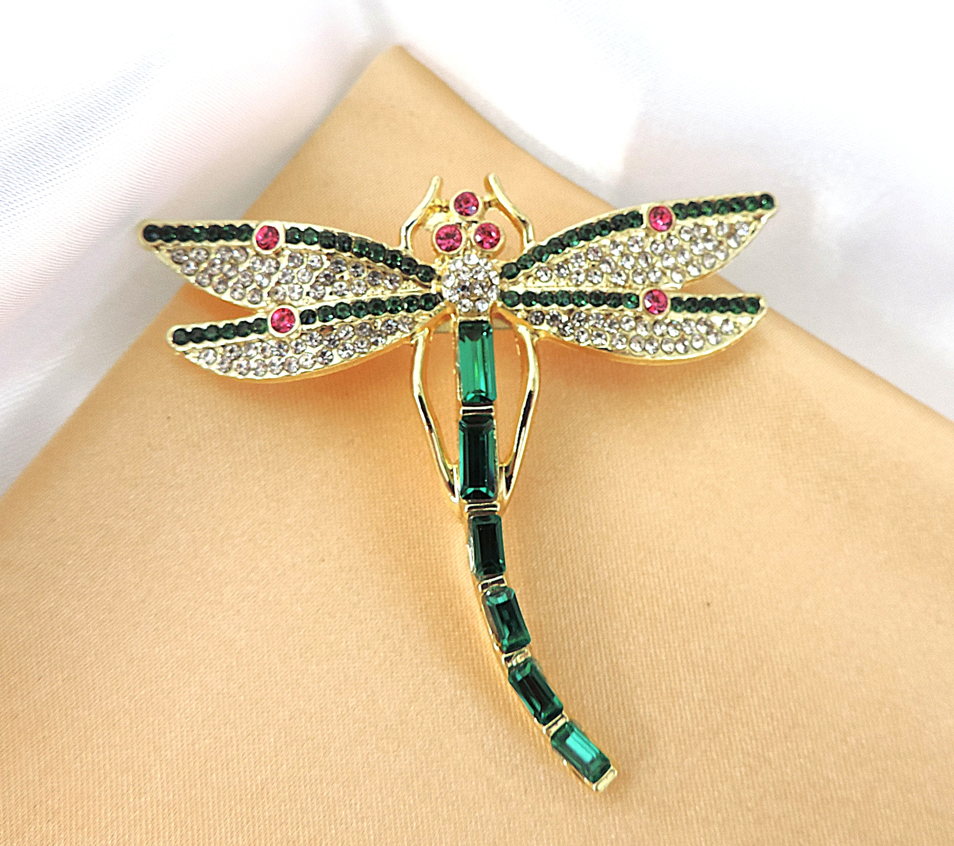 Crystal Dragonfly Brooch 6cmx6cm