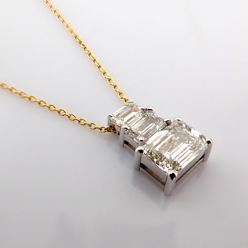 Emerald Cut Lab-Grown Diamond Necklace - 3.06 Total Carat (IGI Certified)