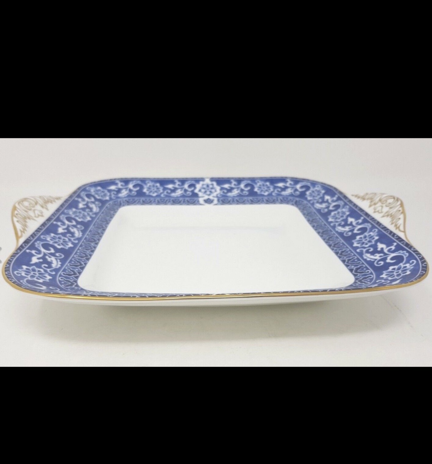Wedgewood Bokhara Square Cake/Sandwich Plate With Gold Trim