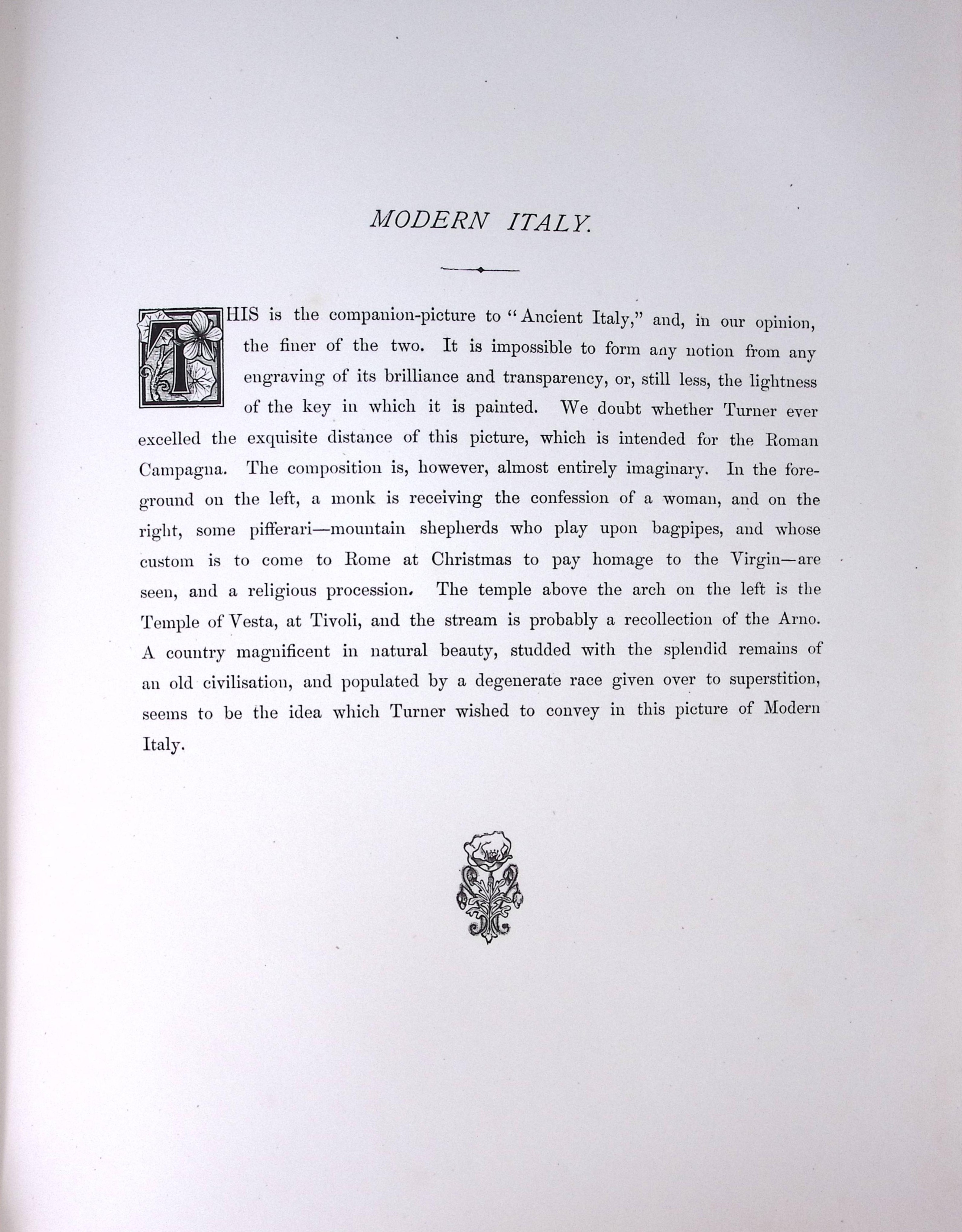 J.M.W Turner View of Modern Italy Large Antique Steel Engraving-15-TR