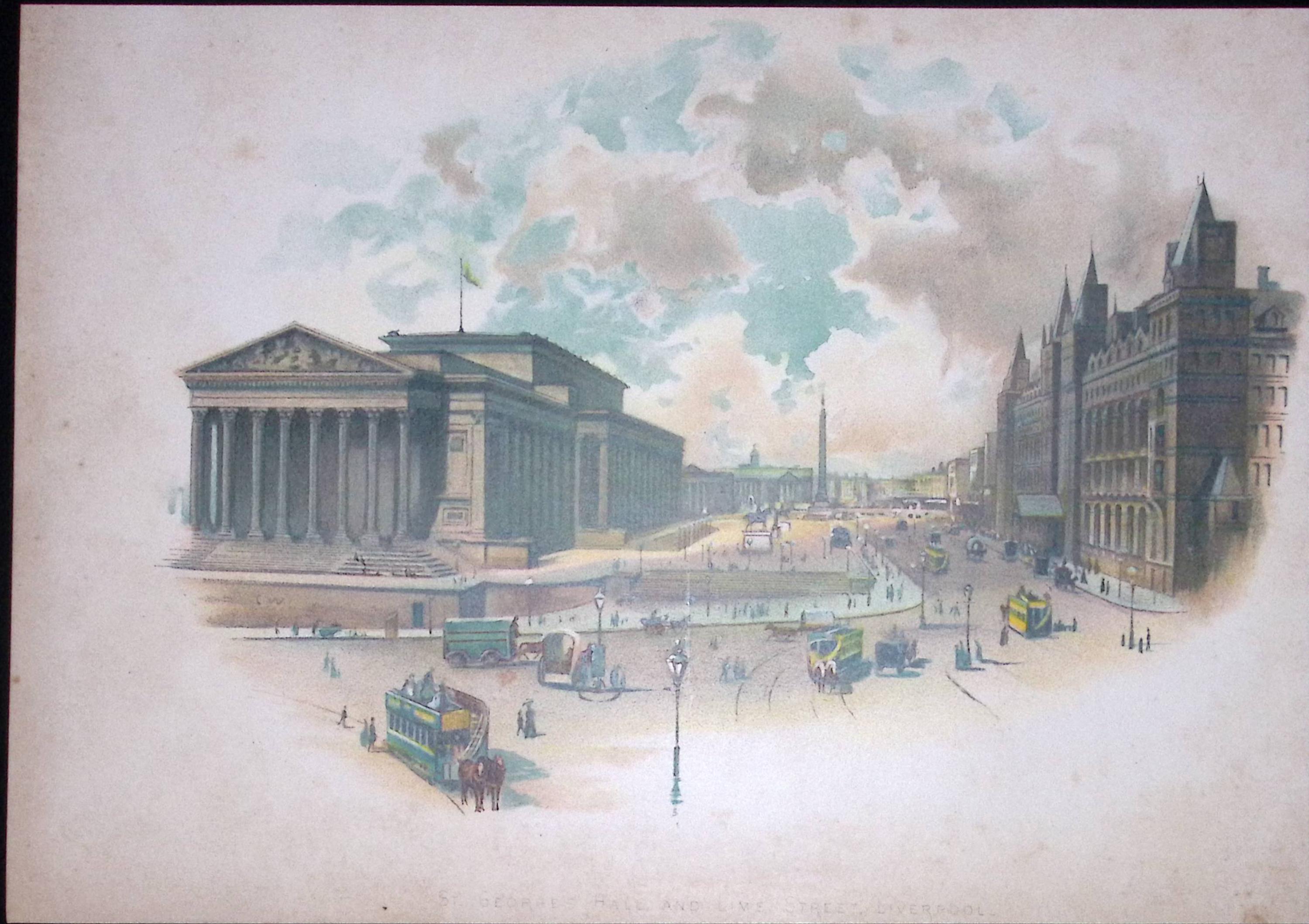 Liverpool St Georges & Lime Street Antique Chromolithograph 6-TR