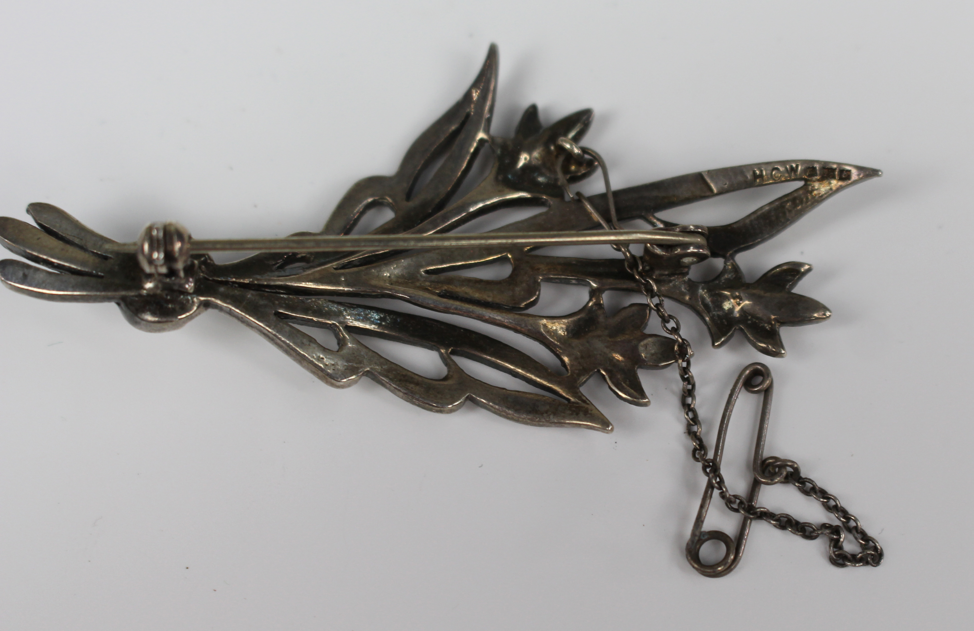 Art Deco Silver and Marcasite Spray Brooch