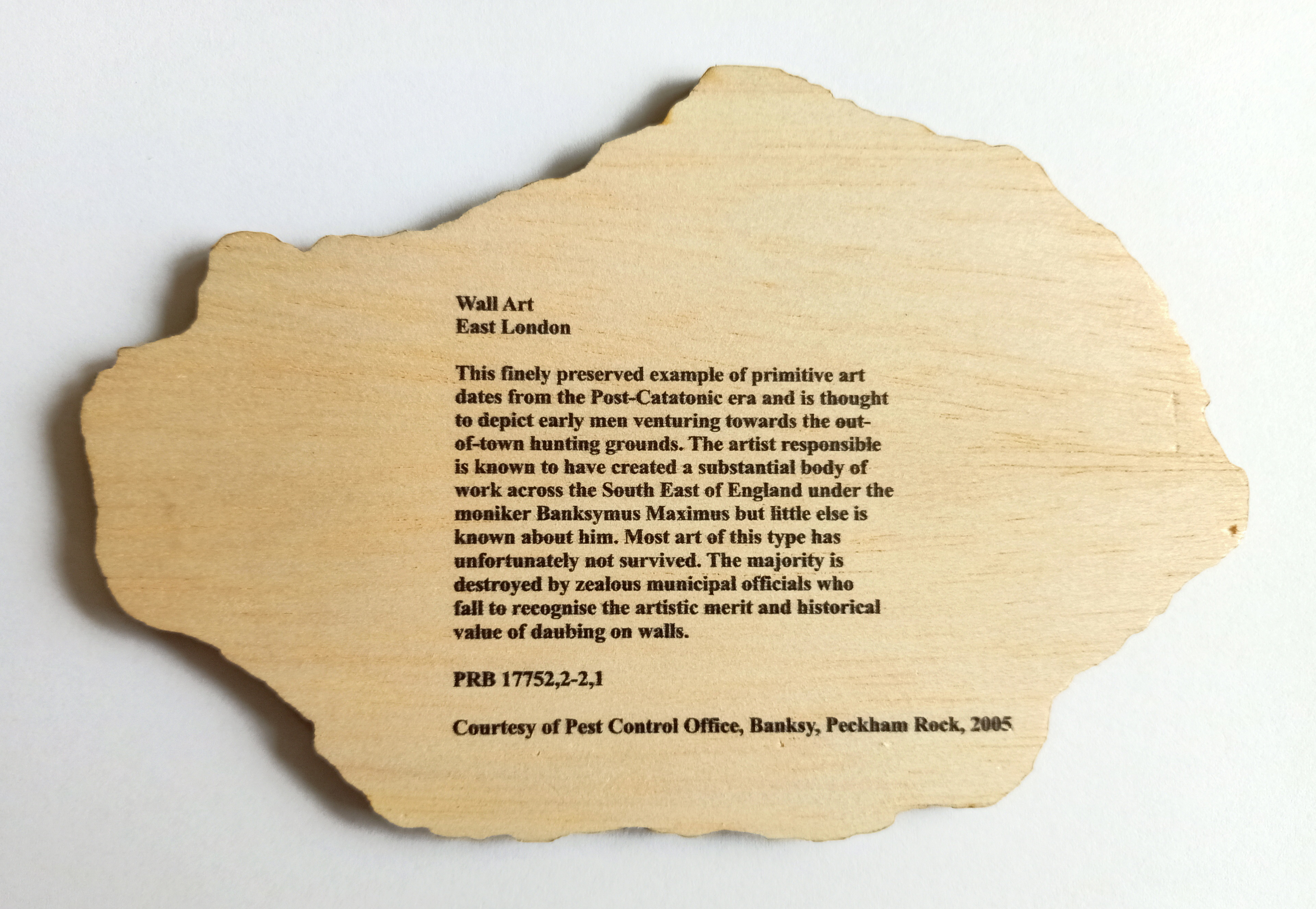 Banksy Peckham Rock Wooden Postcard British Museum (#0516)