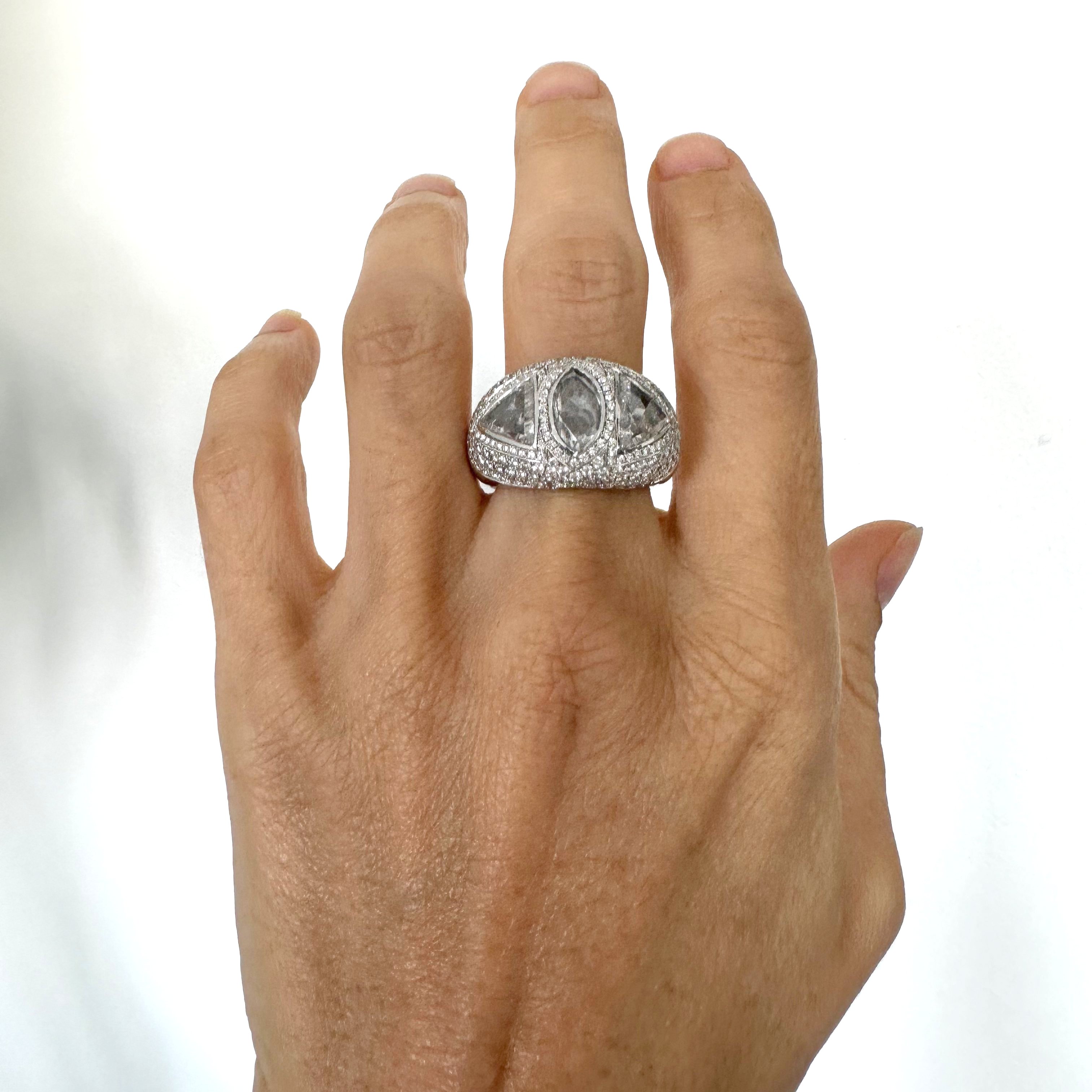 Natural Diamond 18K White Gold Ring