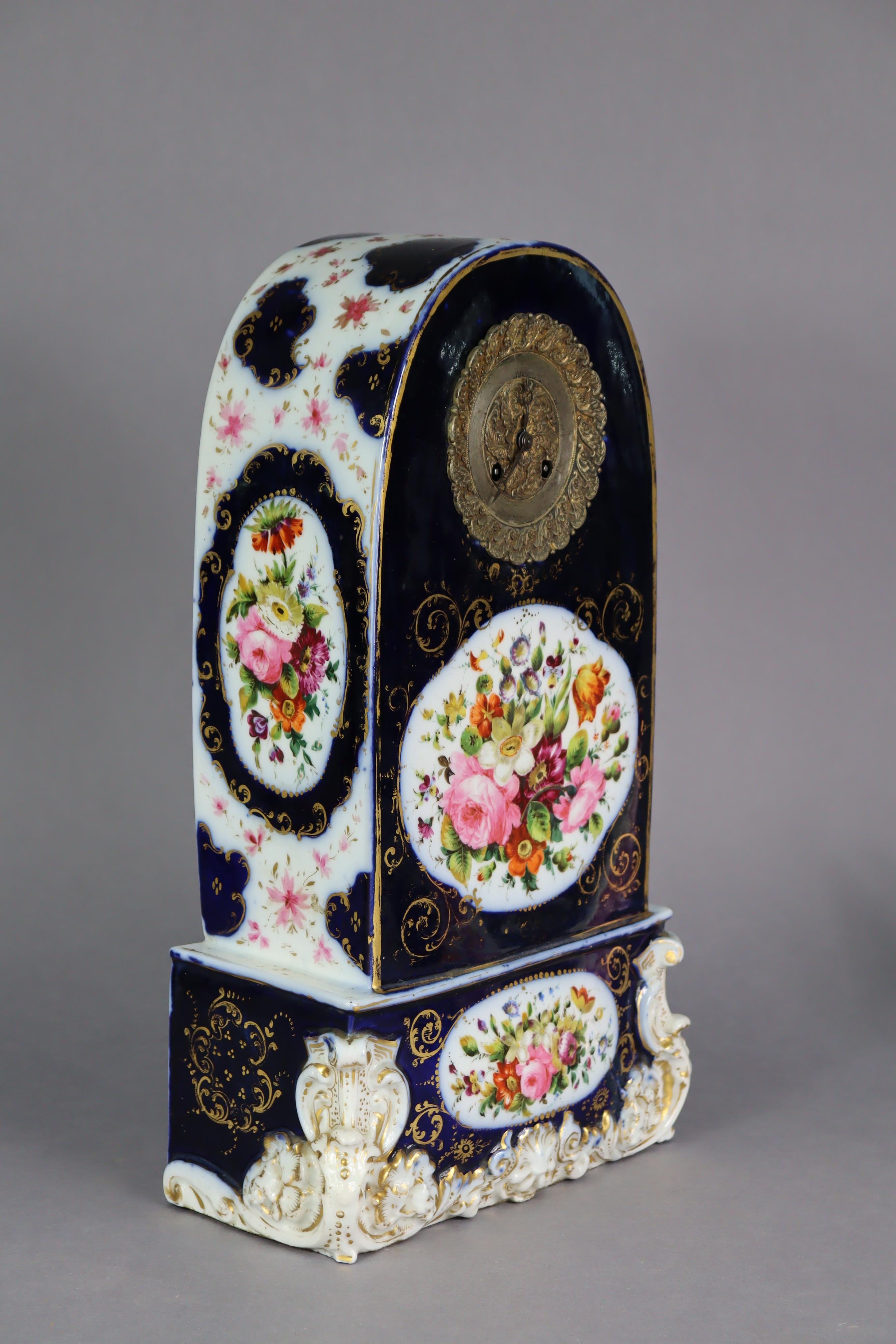 Mid-19th Century French Porcelain Rococo Revival Mantel Clock