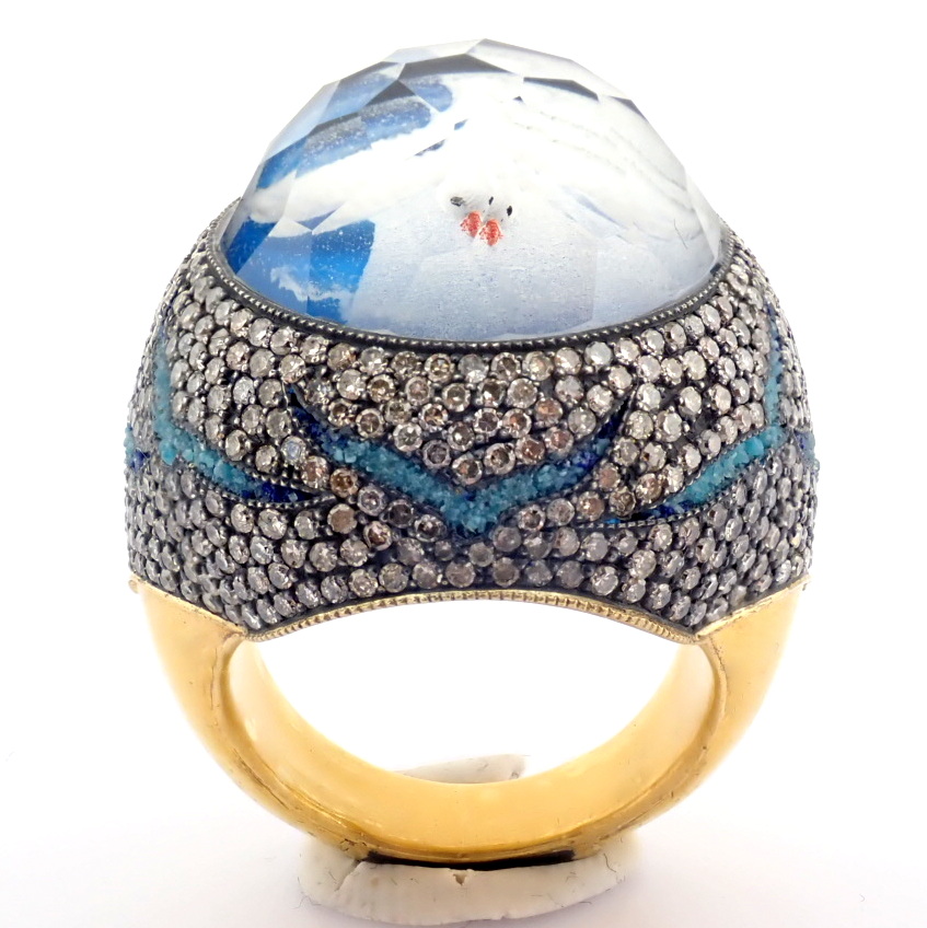 Natural Diamond 24K Yellow Gold Ring
