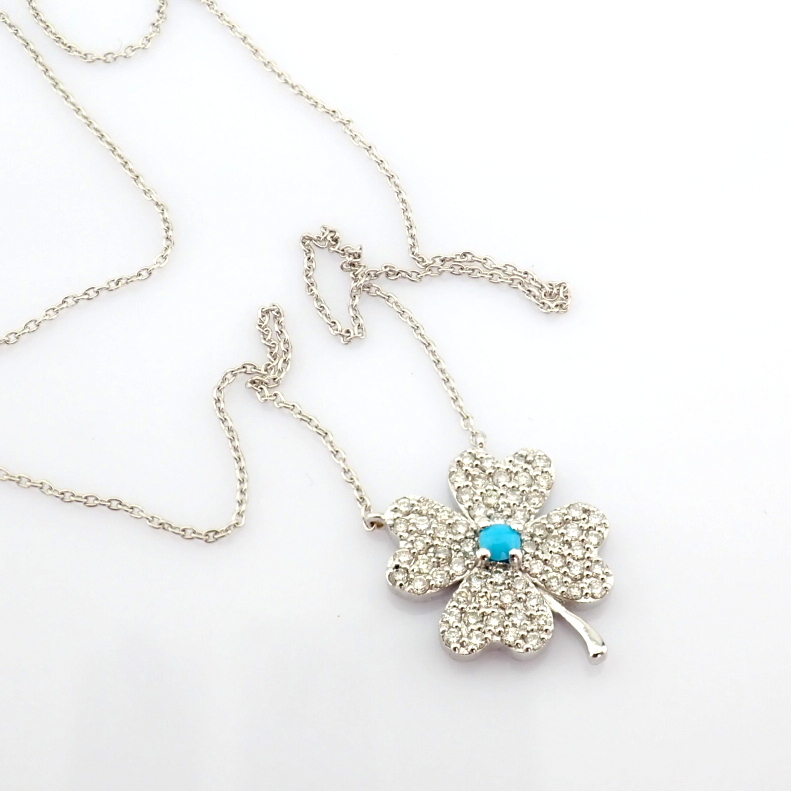 Natural Diamond 18K White Gold Necklace