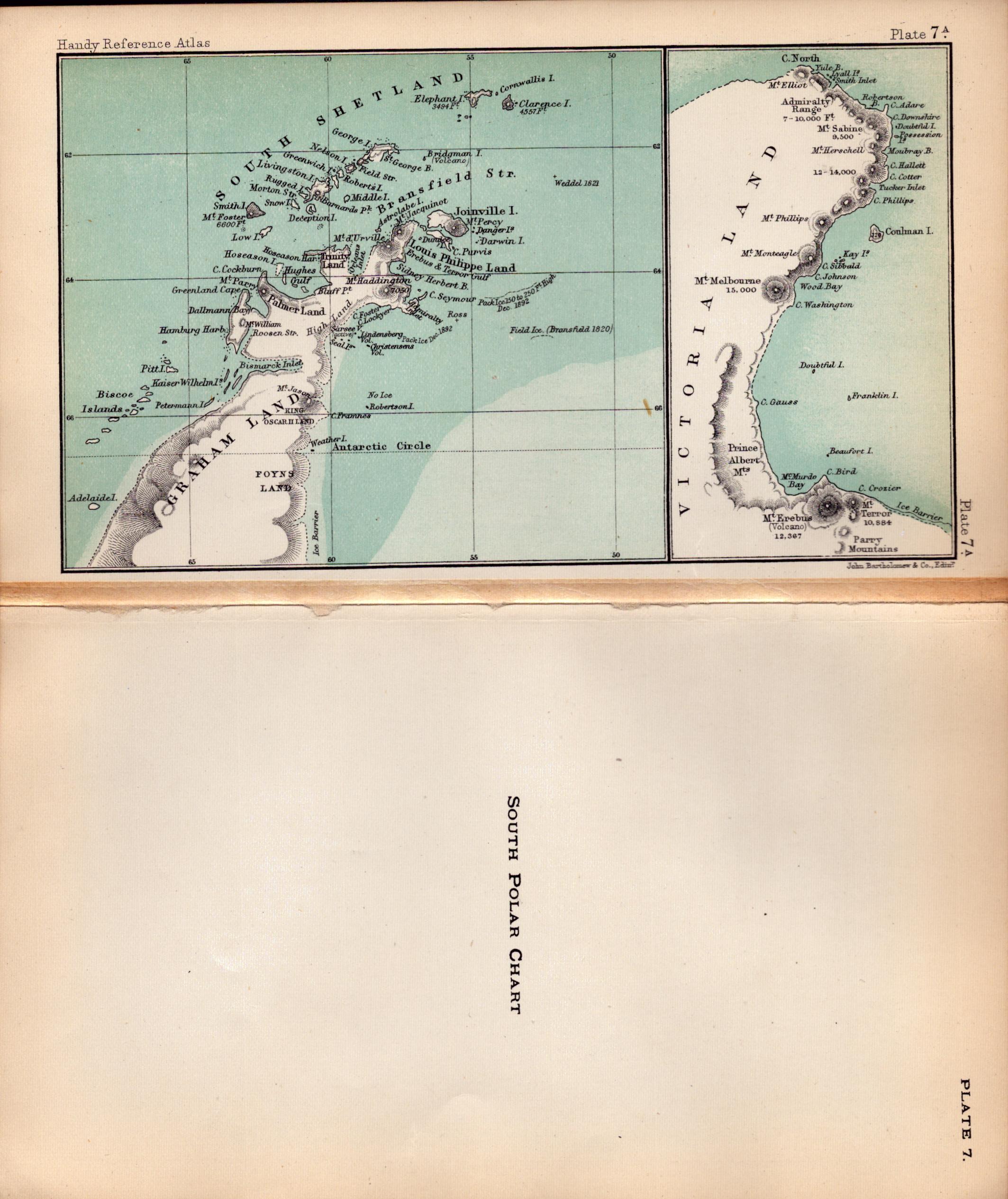 South Polar Chart Double Sided Victorian Antique 1896 Map.