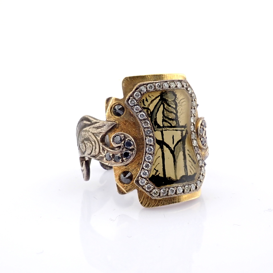 Natural Diamond 24K Yellow Gold Ring