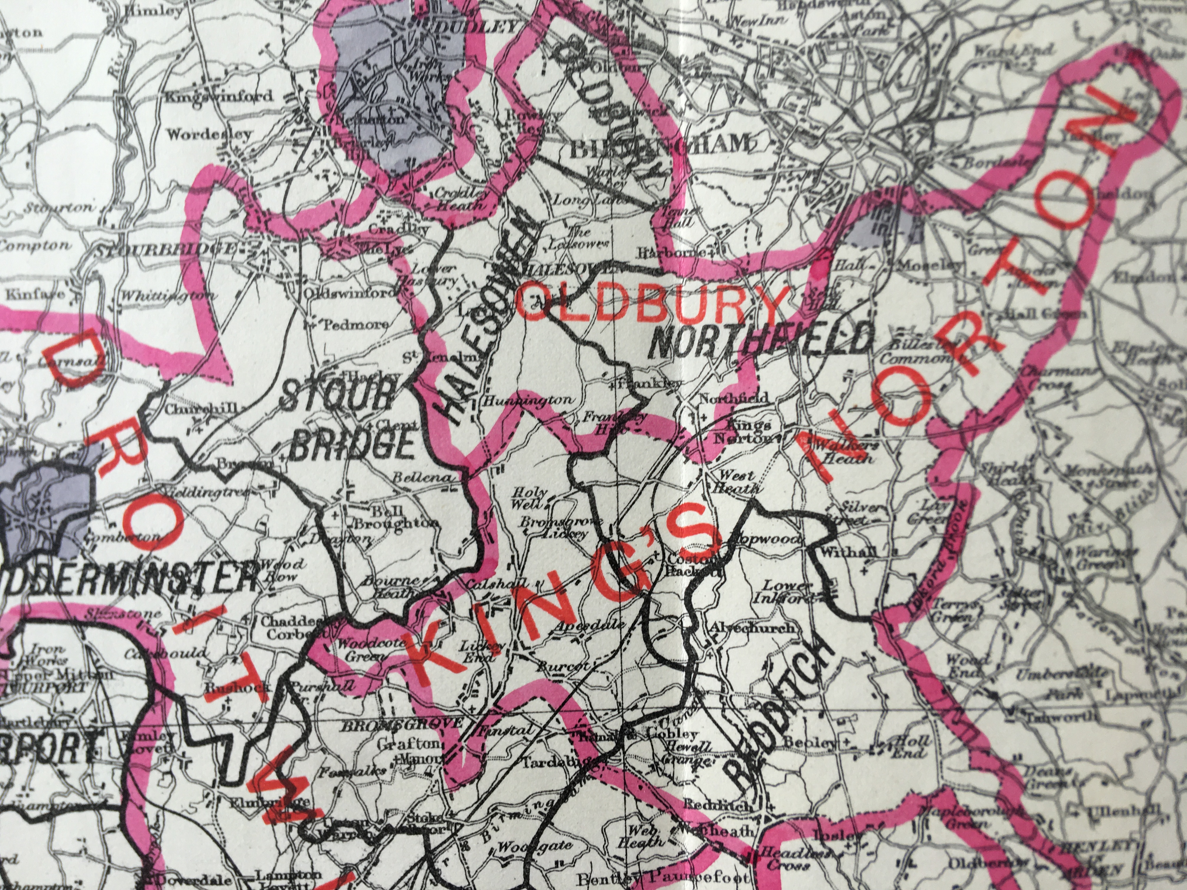Antique 139 Years-Old Scarce Map Worcestershire 1885 Boundary Changes.