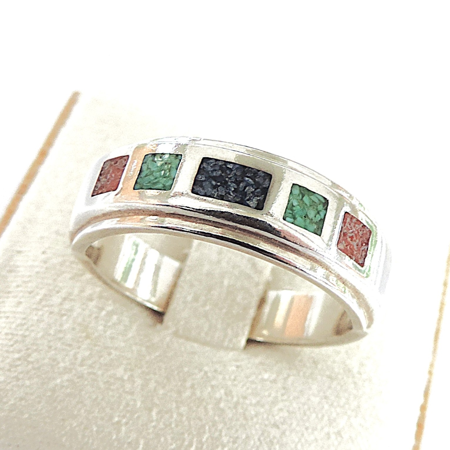 925 Silver Sapphire, Ruby & Emerald Gemstone Ring