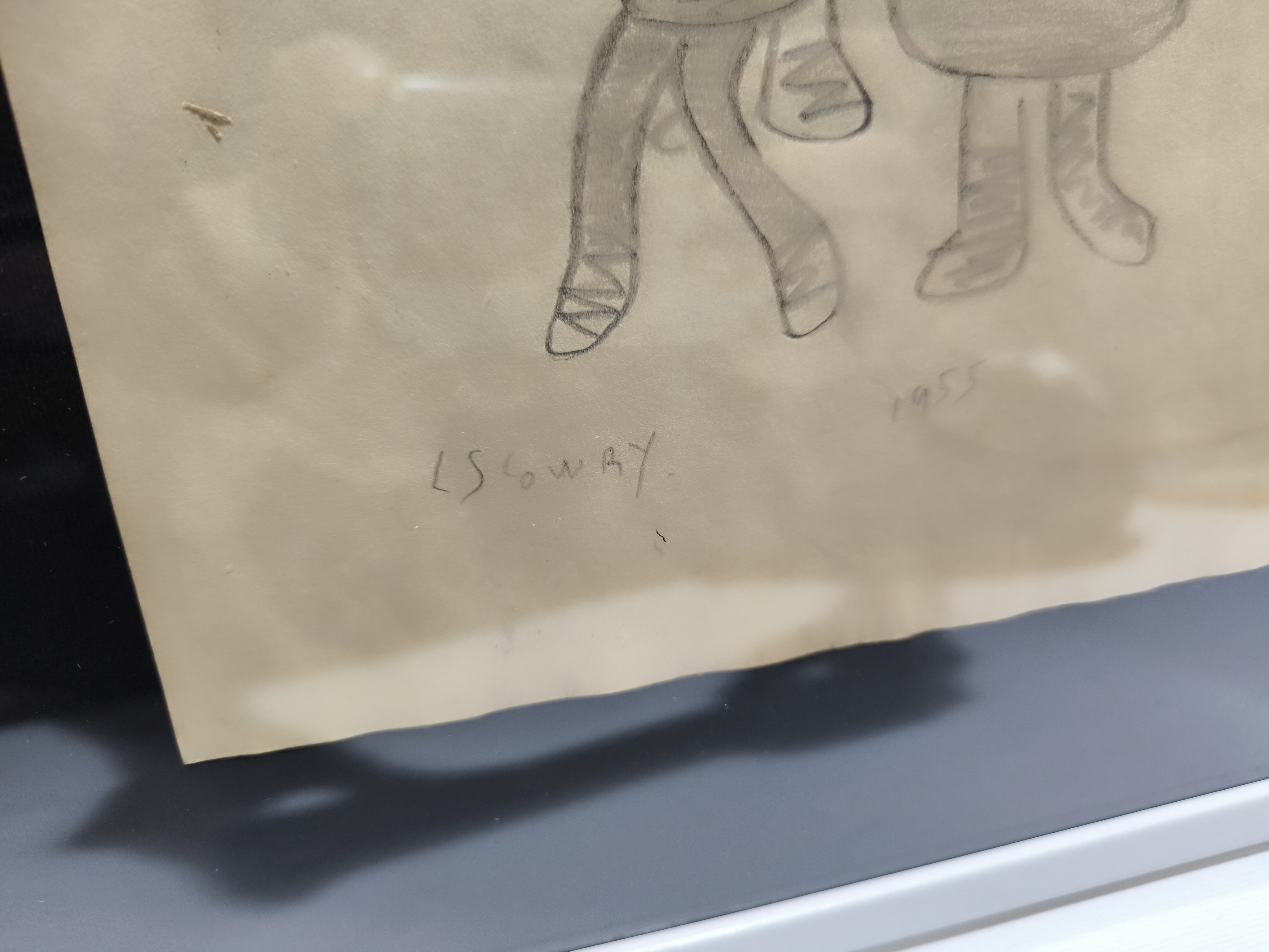 L. S. Lowry (attr) 1955 "A Family" Signed Pencil Drawing on Paper Framed