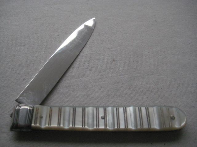 Victorian Cased Matching Silver Bladed Folding Fruit Knife and Fork