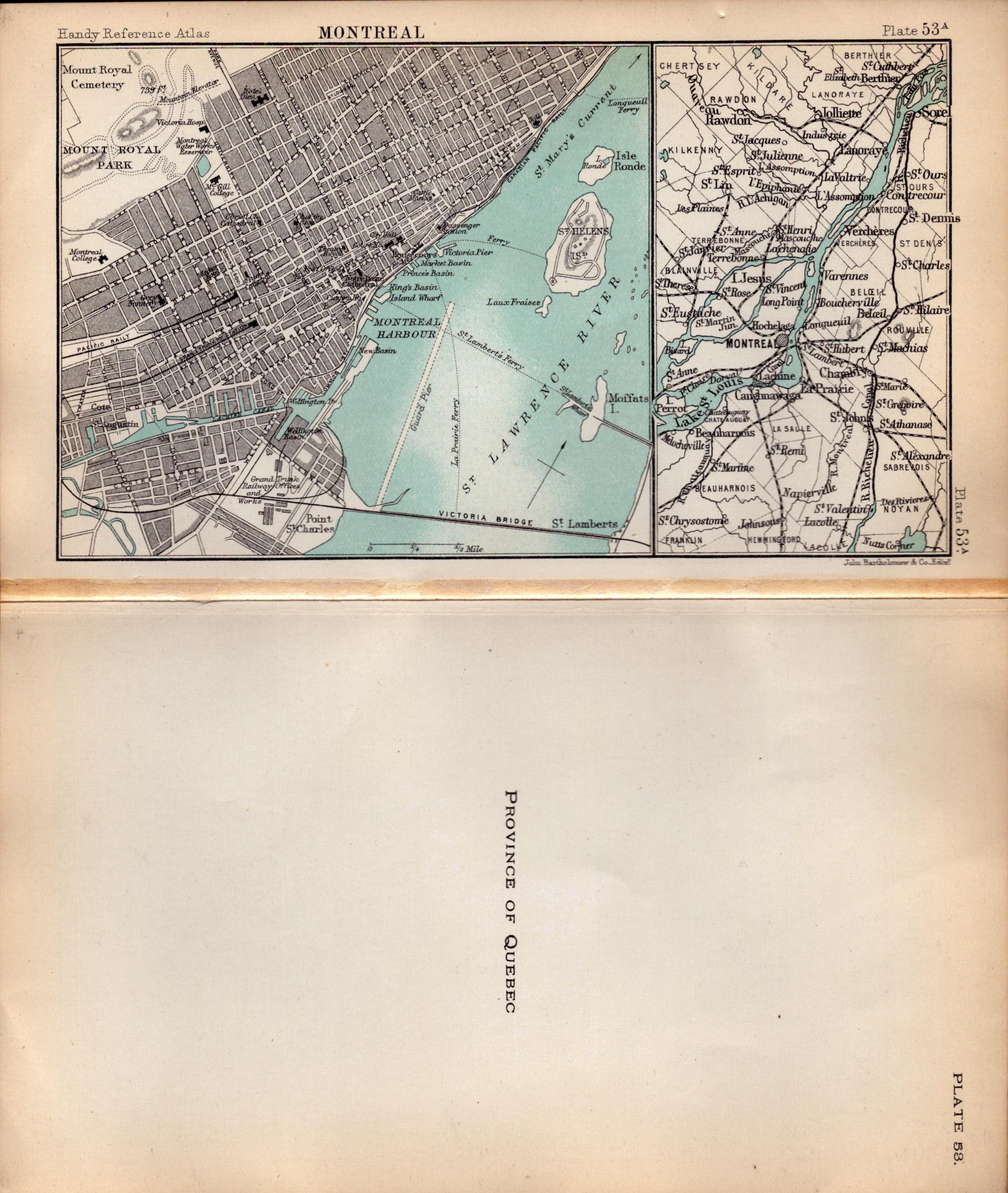 Canada Quebec Province Double Sided Antique 1896 Map.