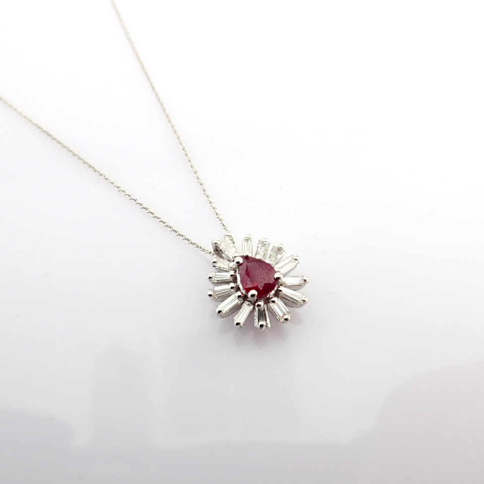 Natural Diamond 18K White Gold Necklace