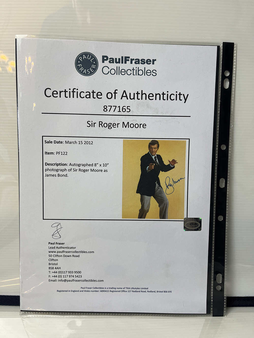 Roger Moore Signed 8x10