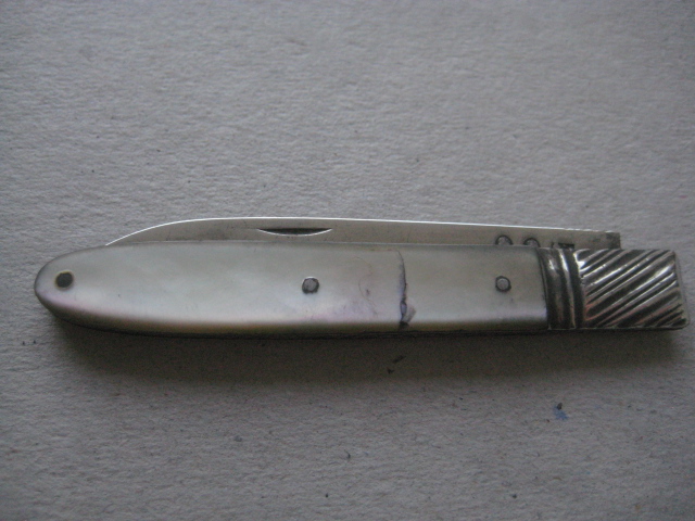 Rare George III Double Duty Marked Silver Bladed Folding Fruit Knife