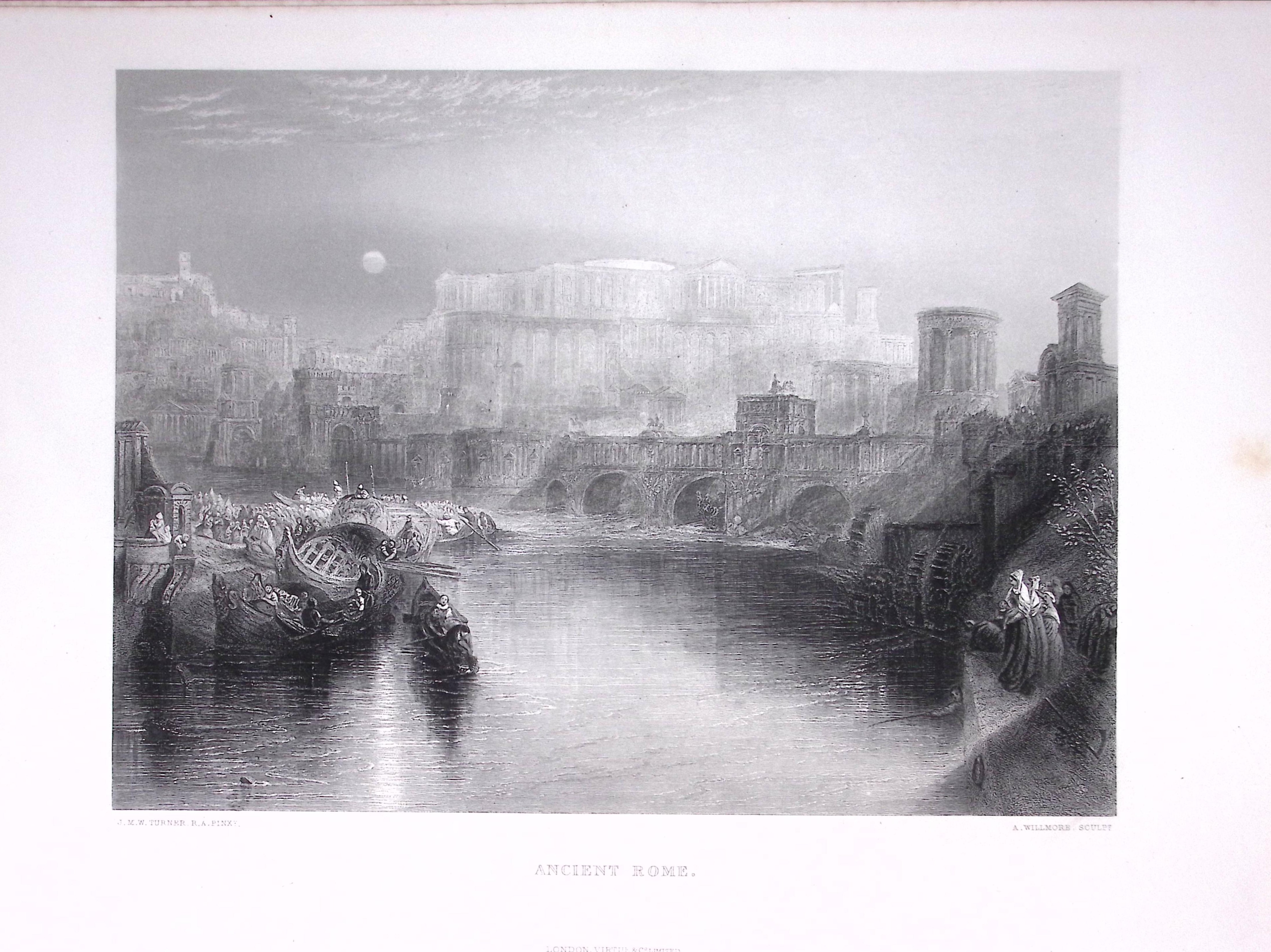 J.M.W Turner Ancient Rome at Night Antique Steel Engraving-13-TR