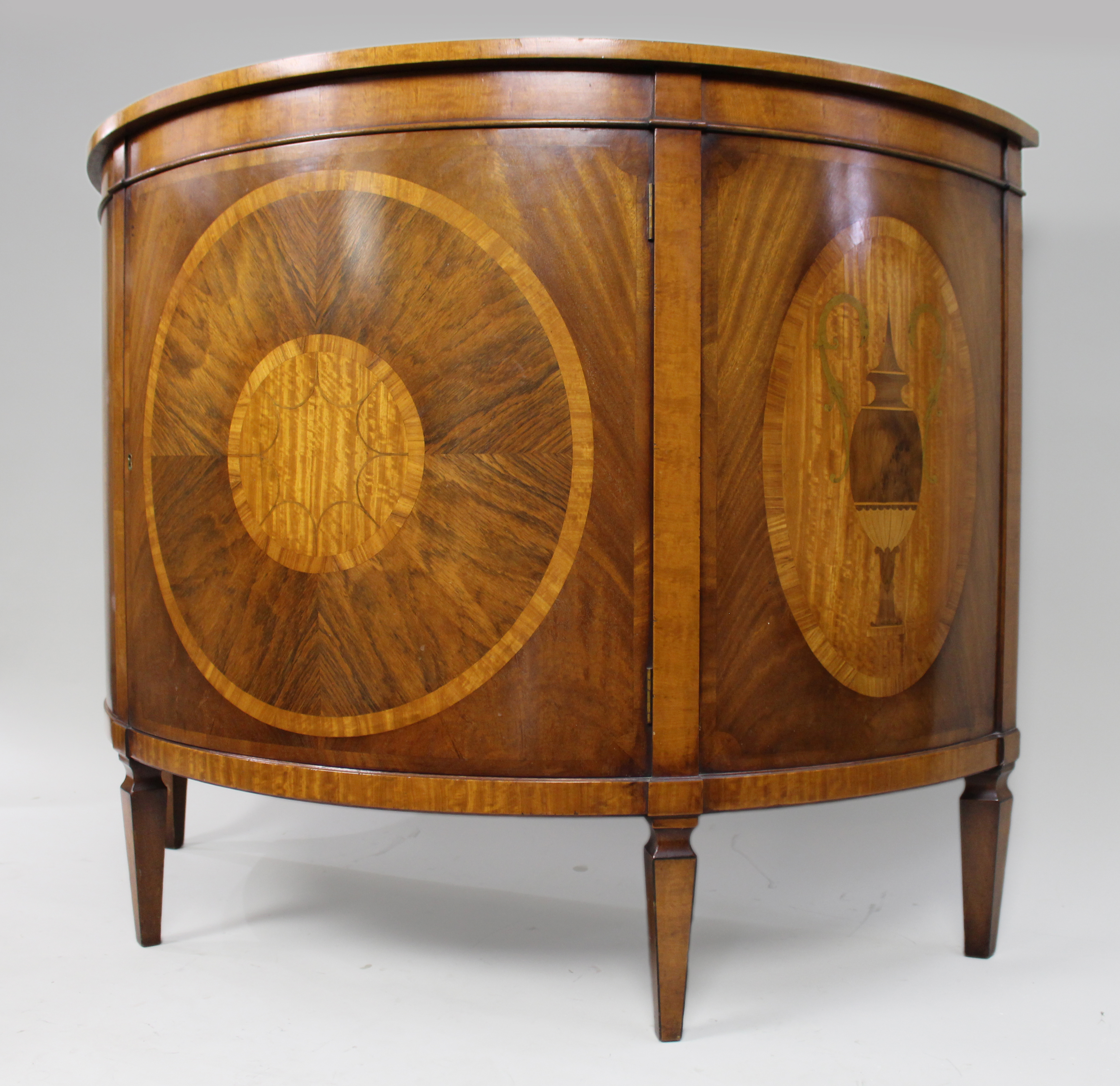 Elegant Neoclassical Style Inlaid Demilune Cabinet