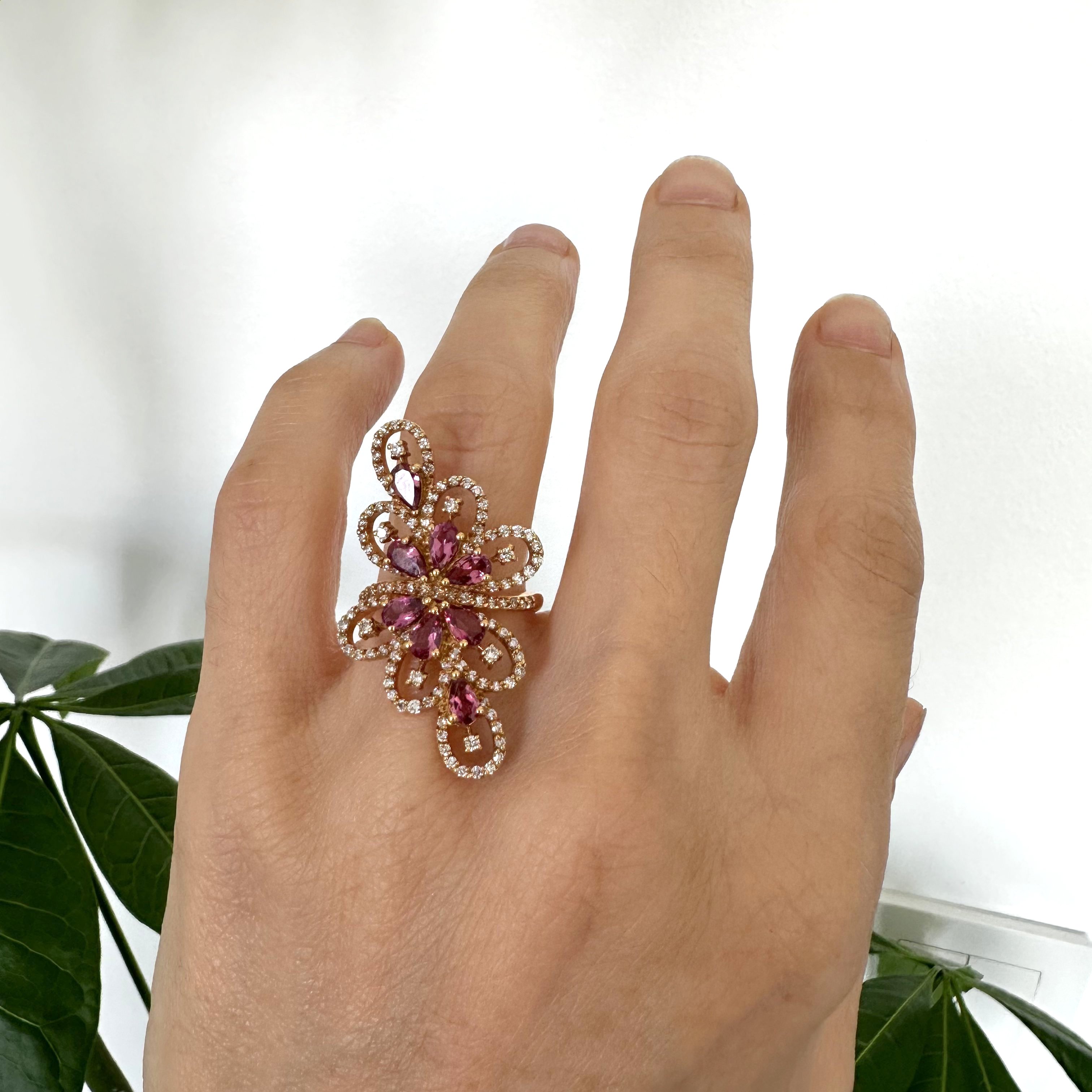 Natural Diamond 18K Rose/Pink Gold Ring
