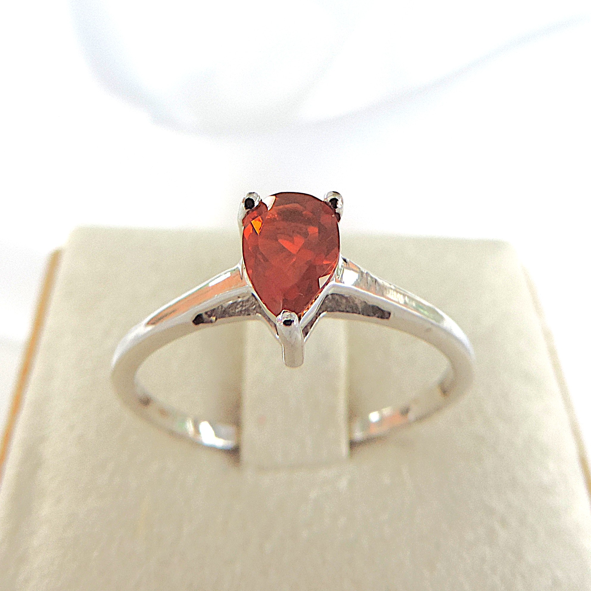 925 Silver Orange AAA Fire Opal Ring 'NEW'