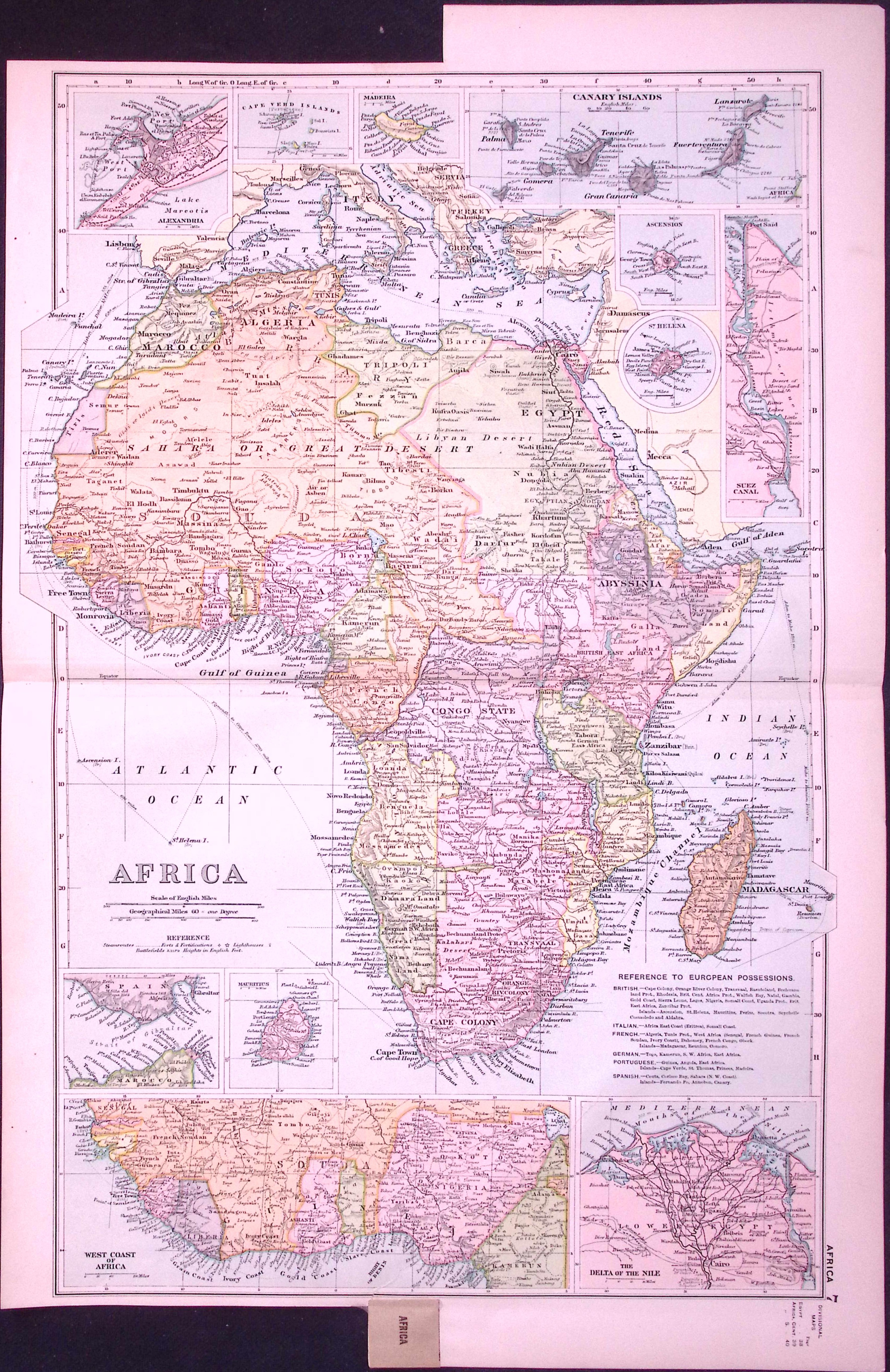 Africa 120-Year-Old Large Coloured Antique Map by G.W. Bacon-7