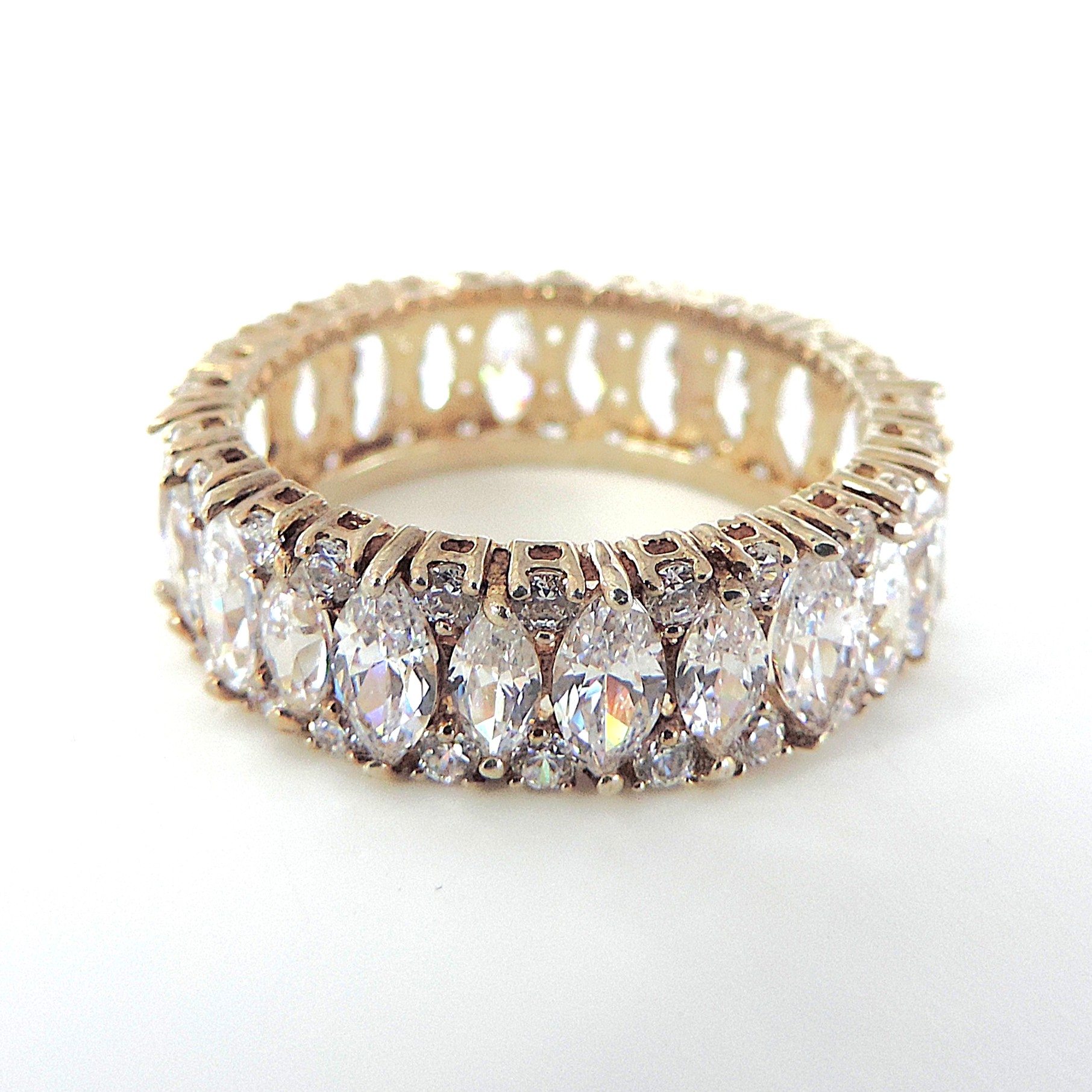 925 Silver 13.16 Carat Marquise Lab-Created Diamond Eternity Ring 'NEW'