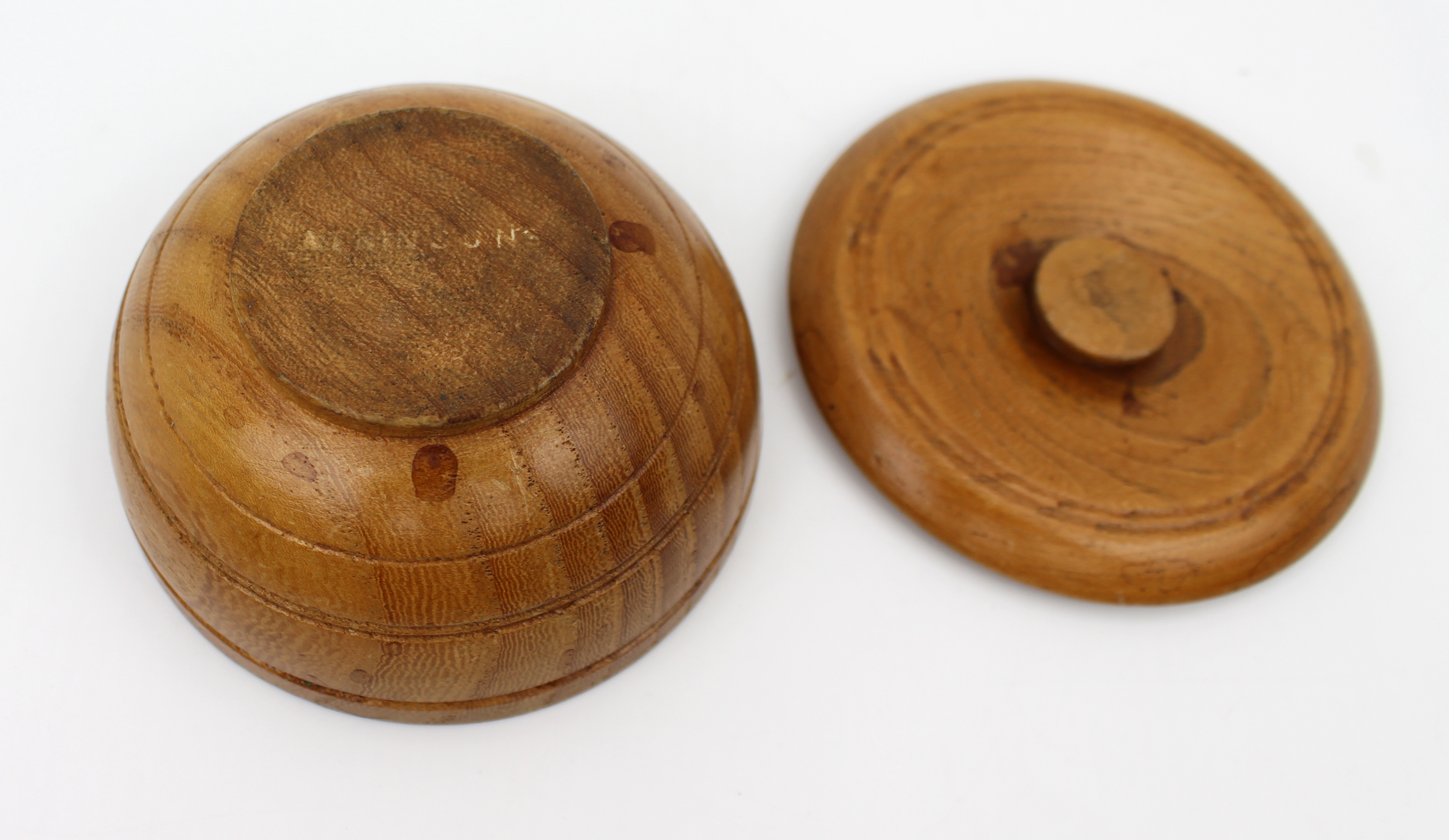 Small Turned Wooden Lidded Pot – Signed 'Atkinson'