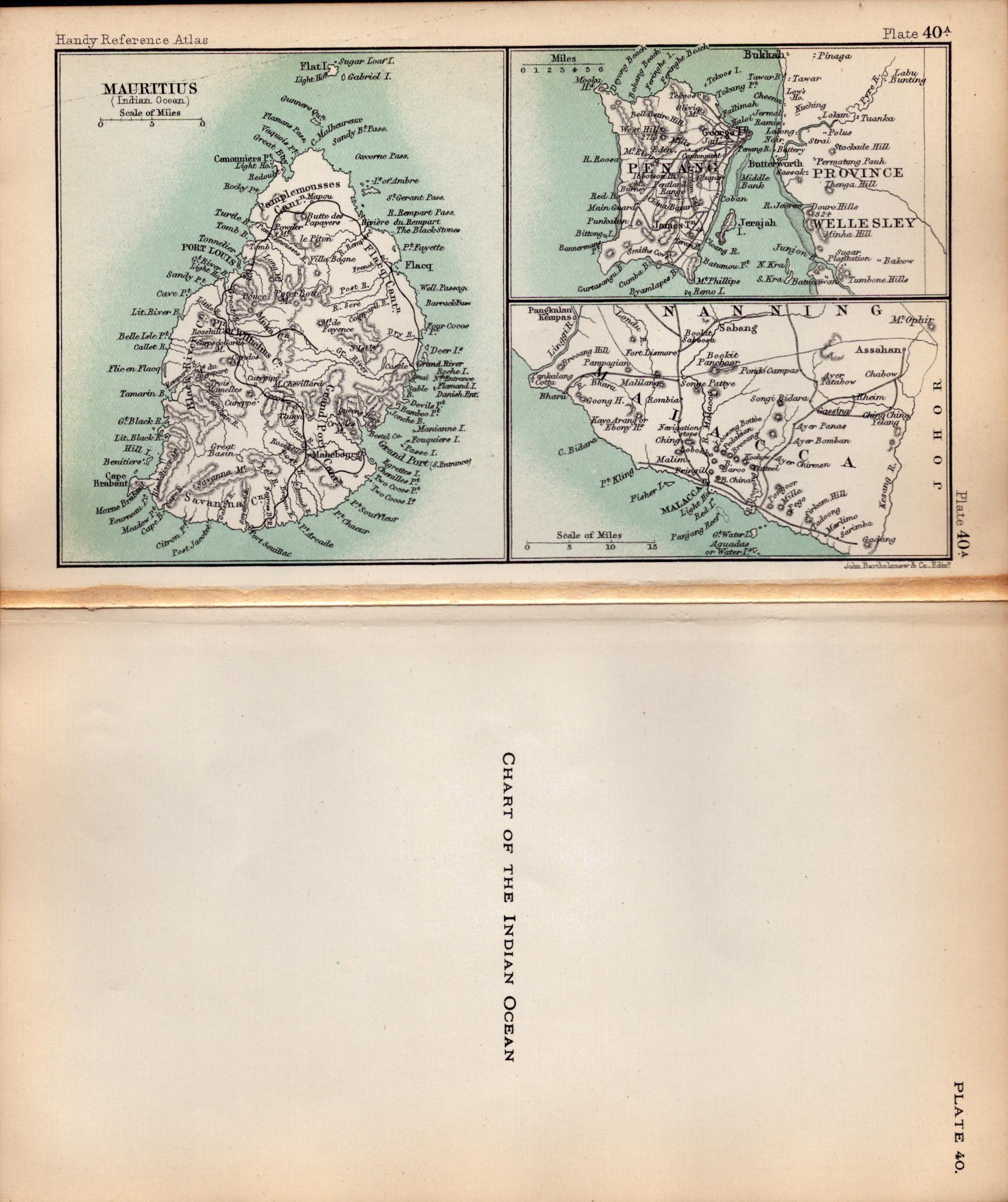 Indian Ocean Chart Double Sided Victorian Antique 1898 Map.