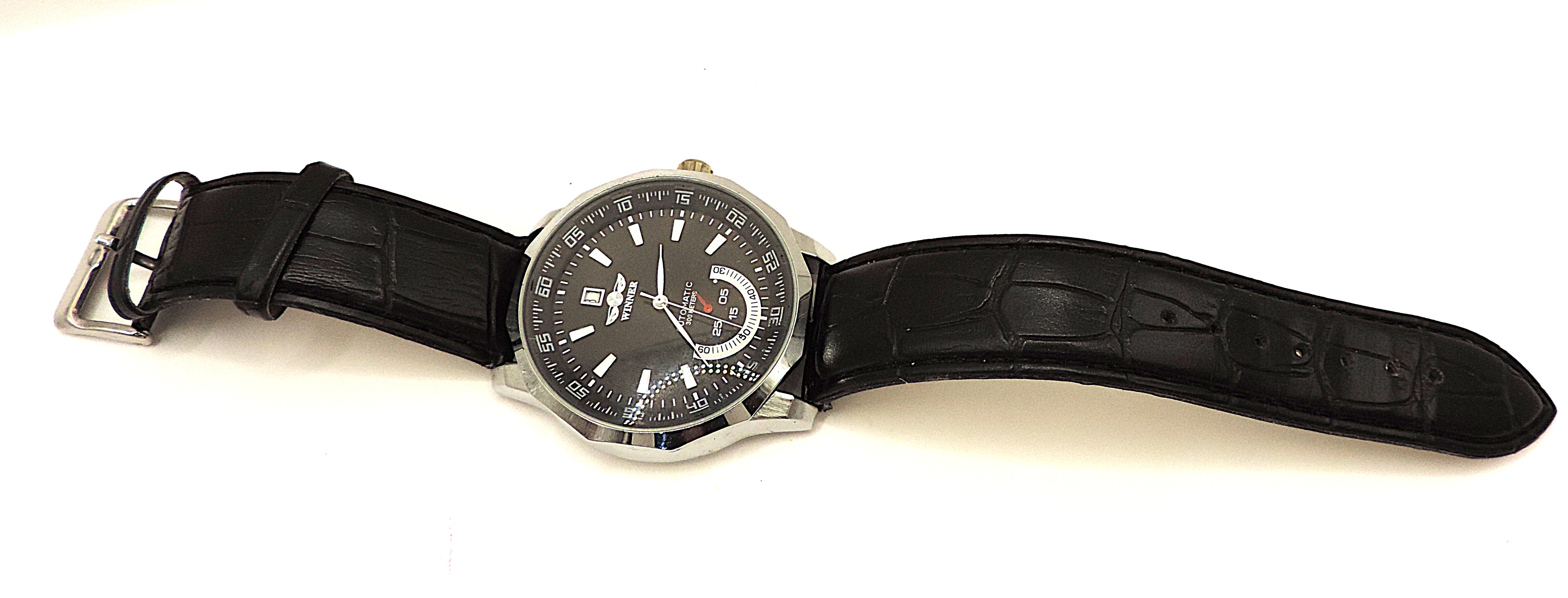 'New' Winner Automatic 45mm Stainless Steel Leather Strap Watch