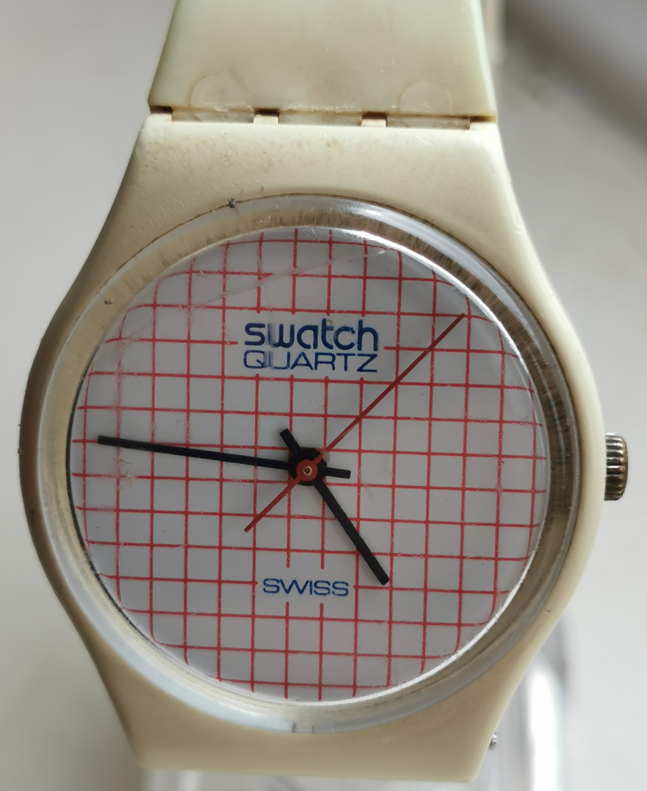Rare Vintage 1980s Swatch Quartz Grid Dial Watch