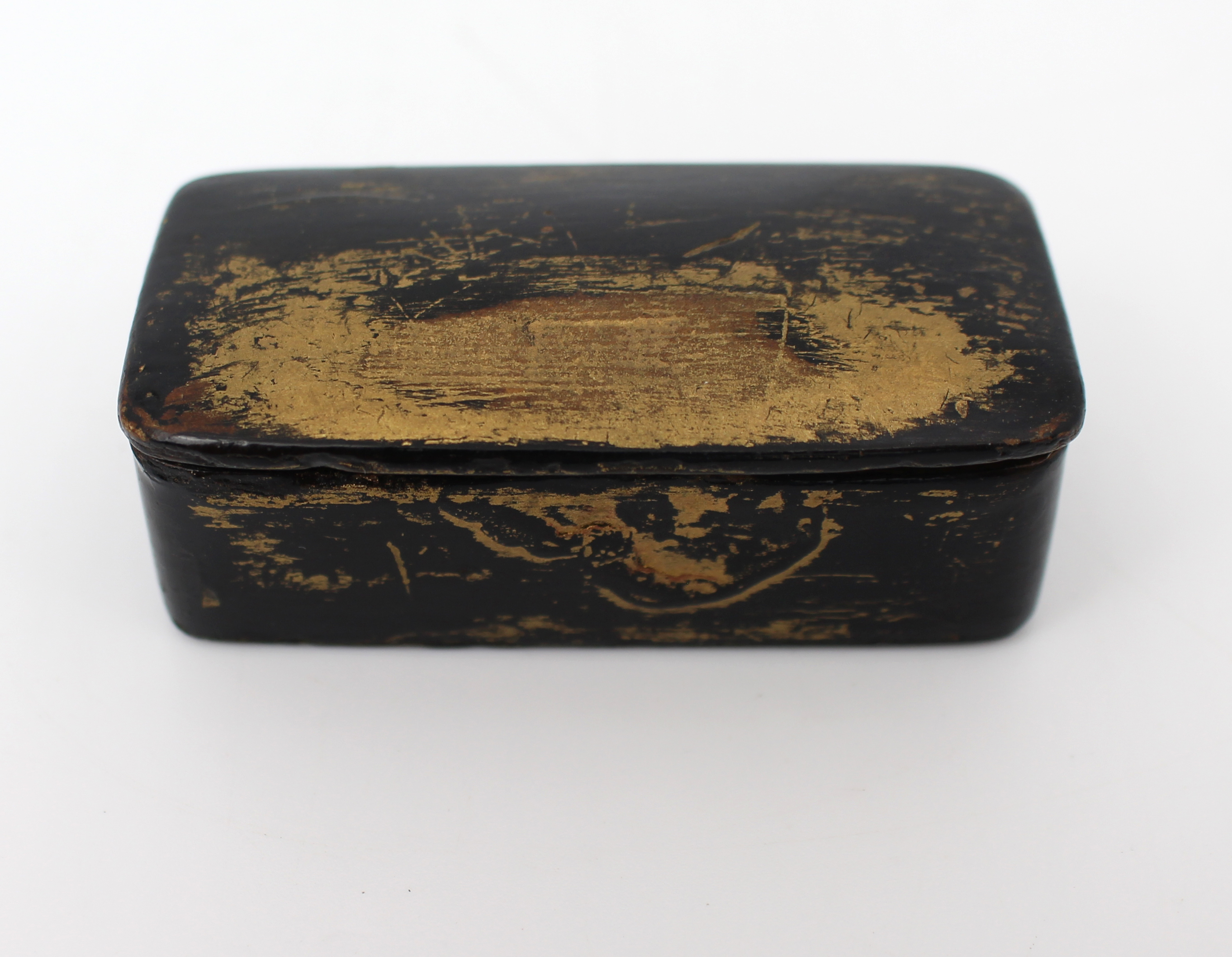 Small 19th Century Papier-Mâché Snuff Box – Gilt Lacquer Decoration, c.1830