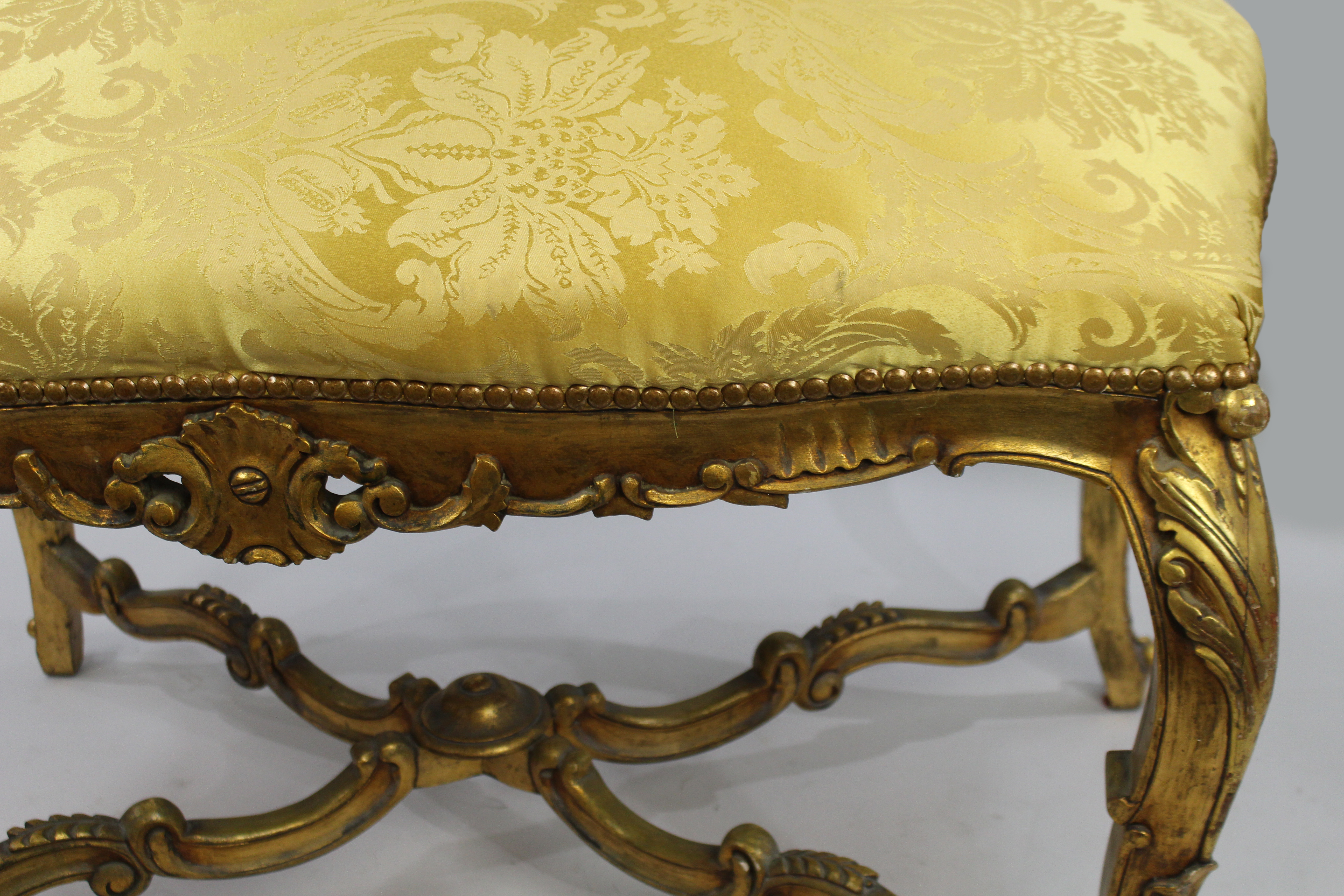 Large Louis XV Style Giltwood Upholstered Banquette