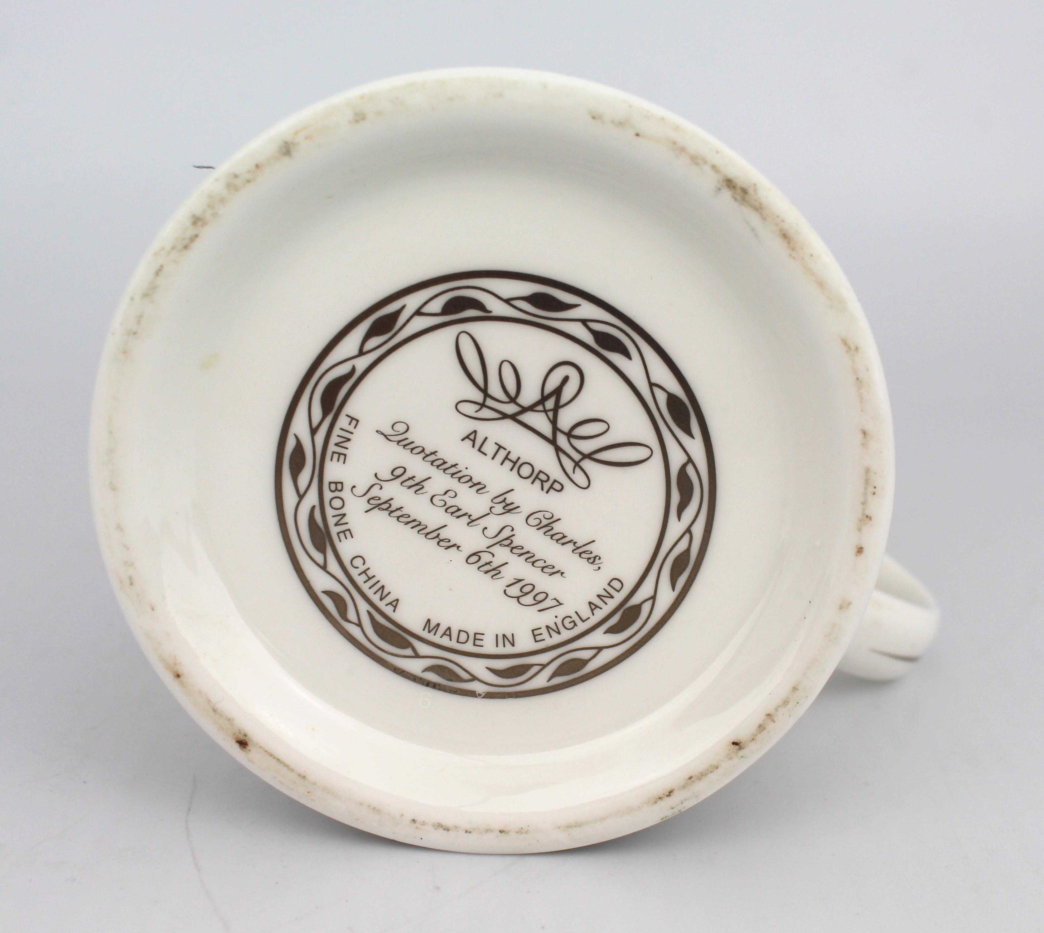 Althorp Porcelain Tankard Quotation Charles 9th Earl Spencer
