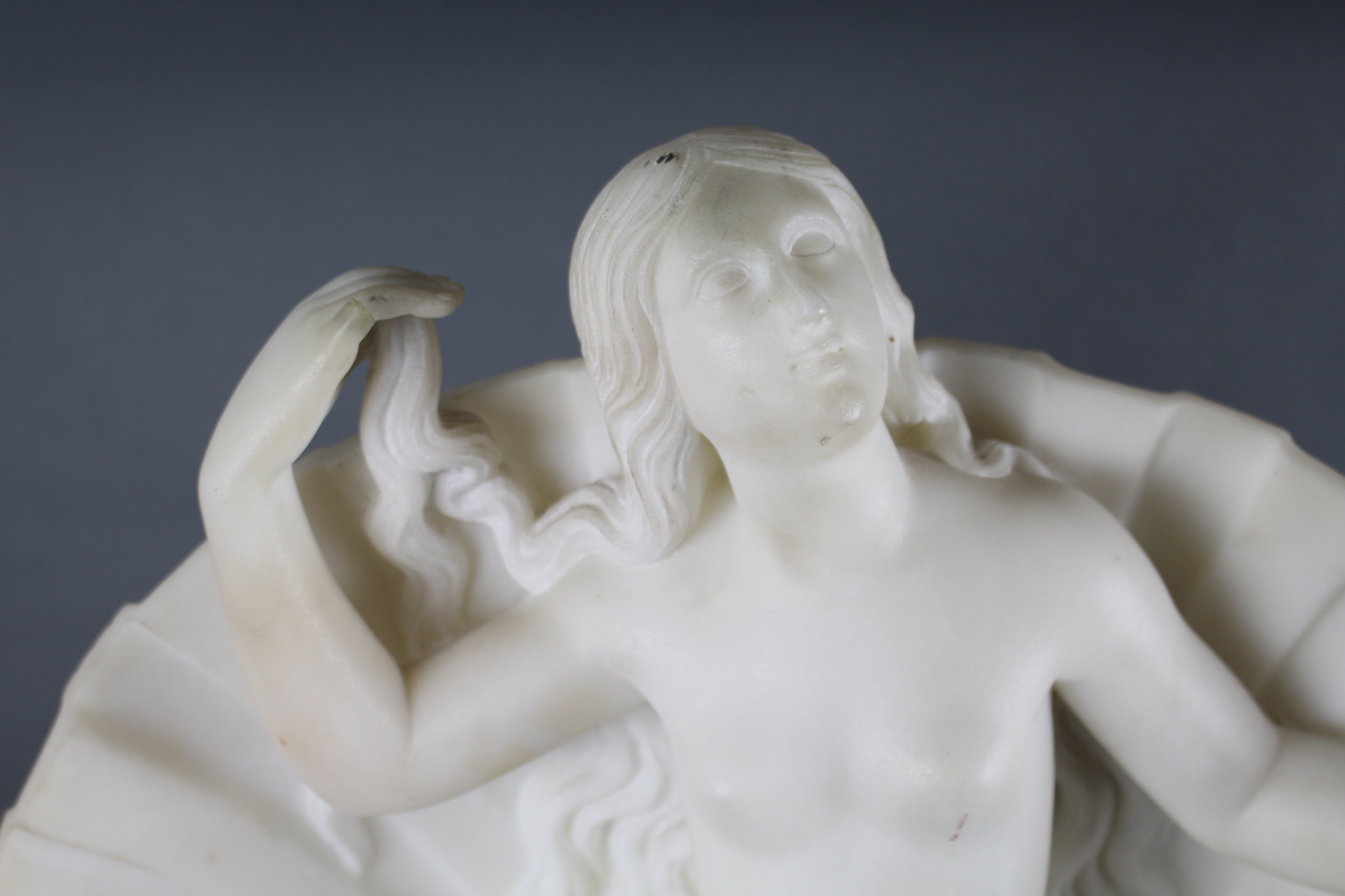 Fine 19th Century Marble Figure of Venus on Fluted Mahogany Pedestal