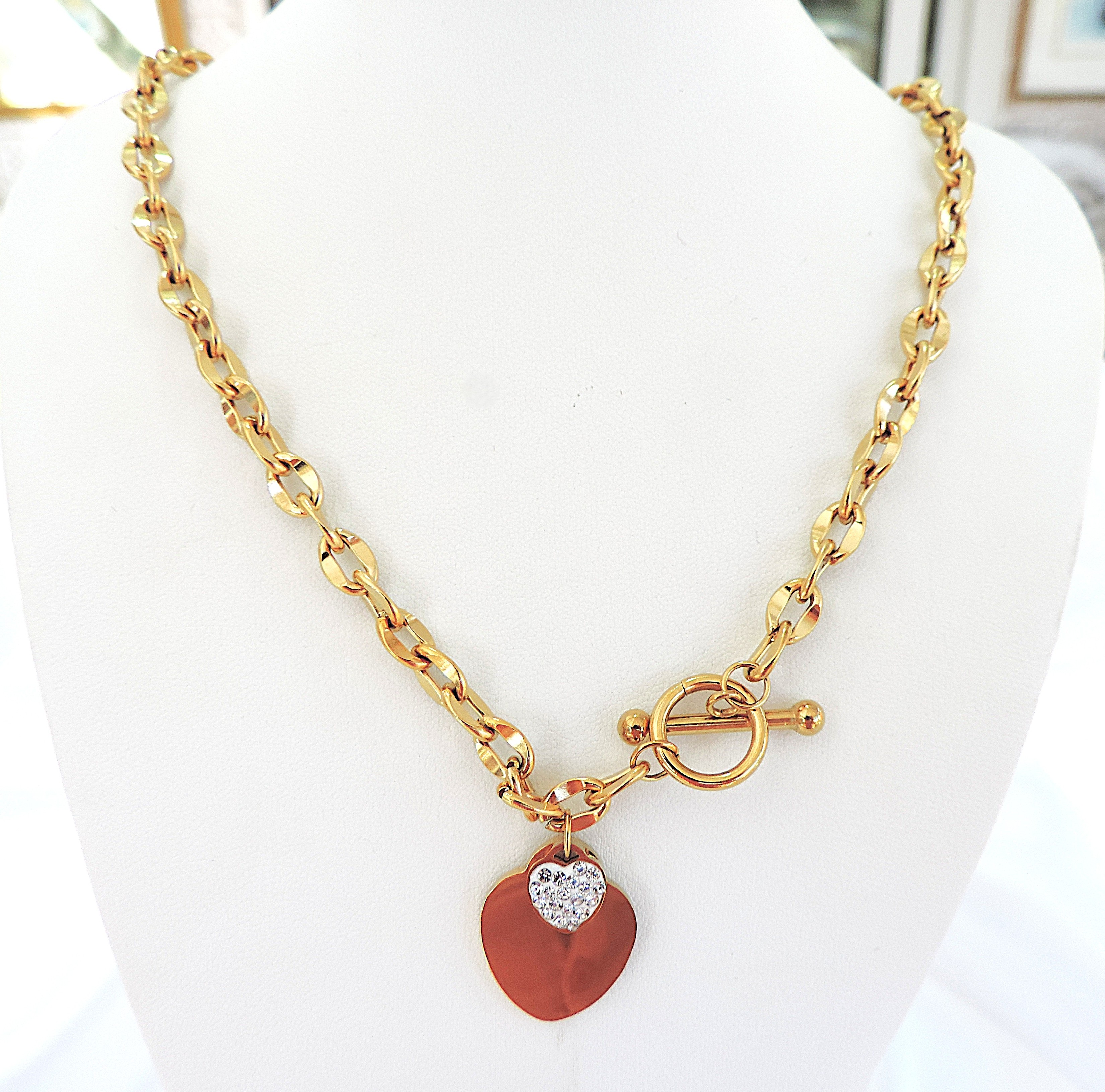 Orrevé Gold Plated Crystal Heart Necklace 'New with Gift Box'