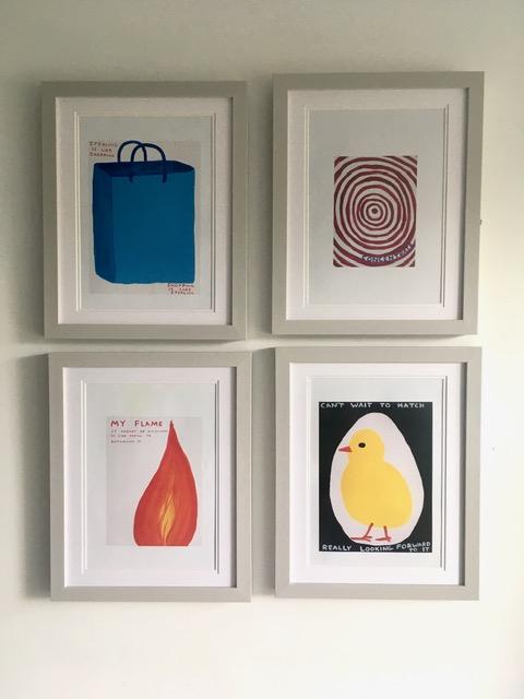 David Shrigley OBE (b 1968) ‘My Flame Will Not Be & 3 Others’, Shrig Mini Series Offset Lithograph,