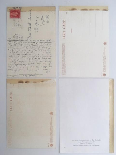 1938 Note Card & 3 Postcards' By The 'Medici Society', Constable Etc, Dedicated.