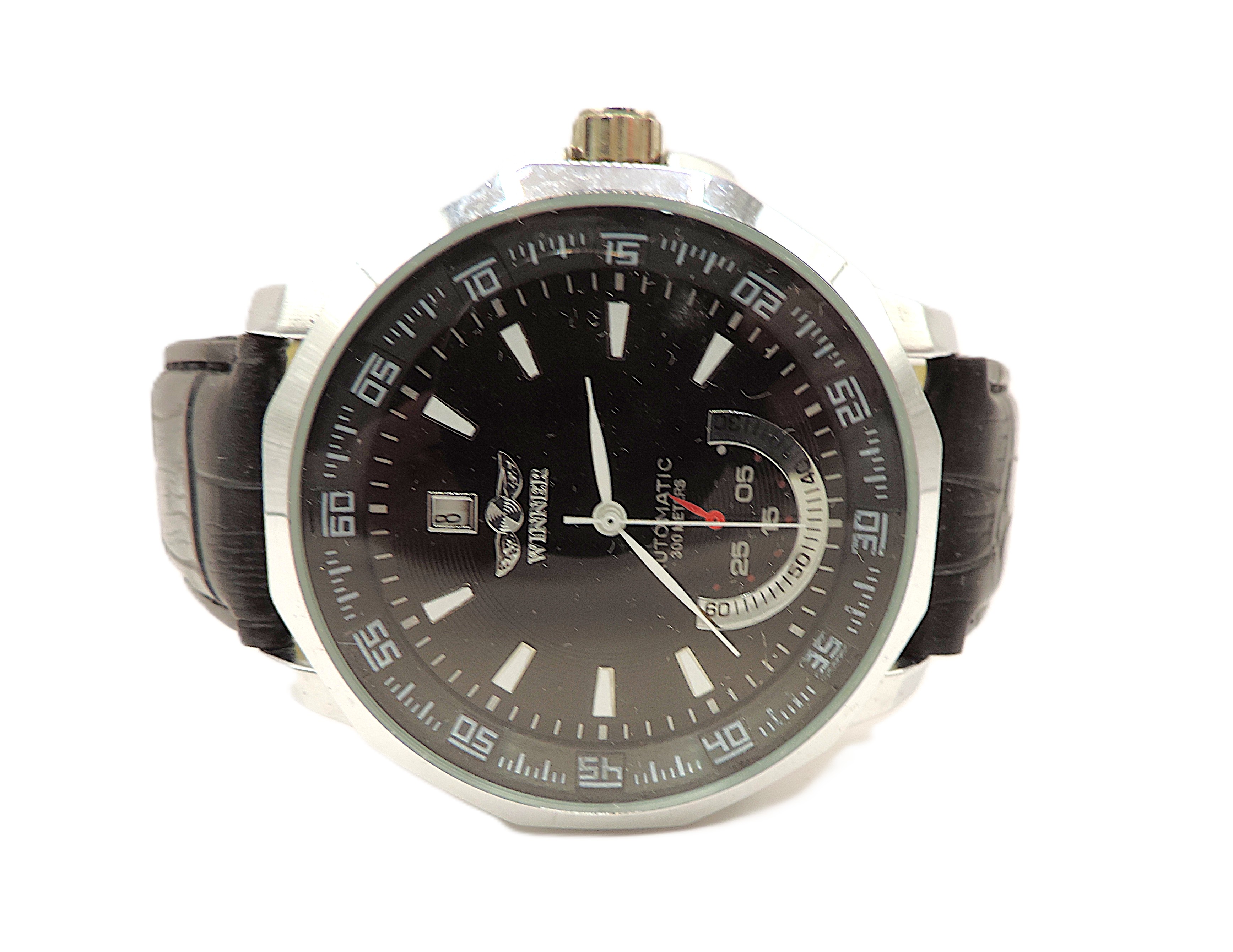 'New' Winner Automatic 45mm Stainless Steel Leather Strap Watch