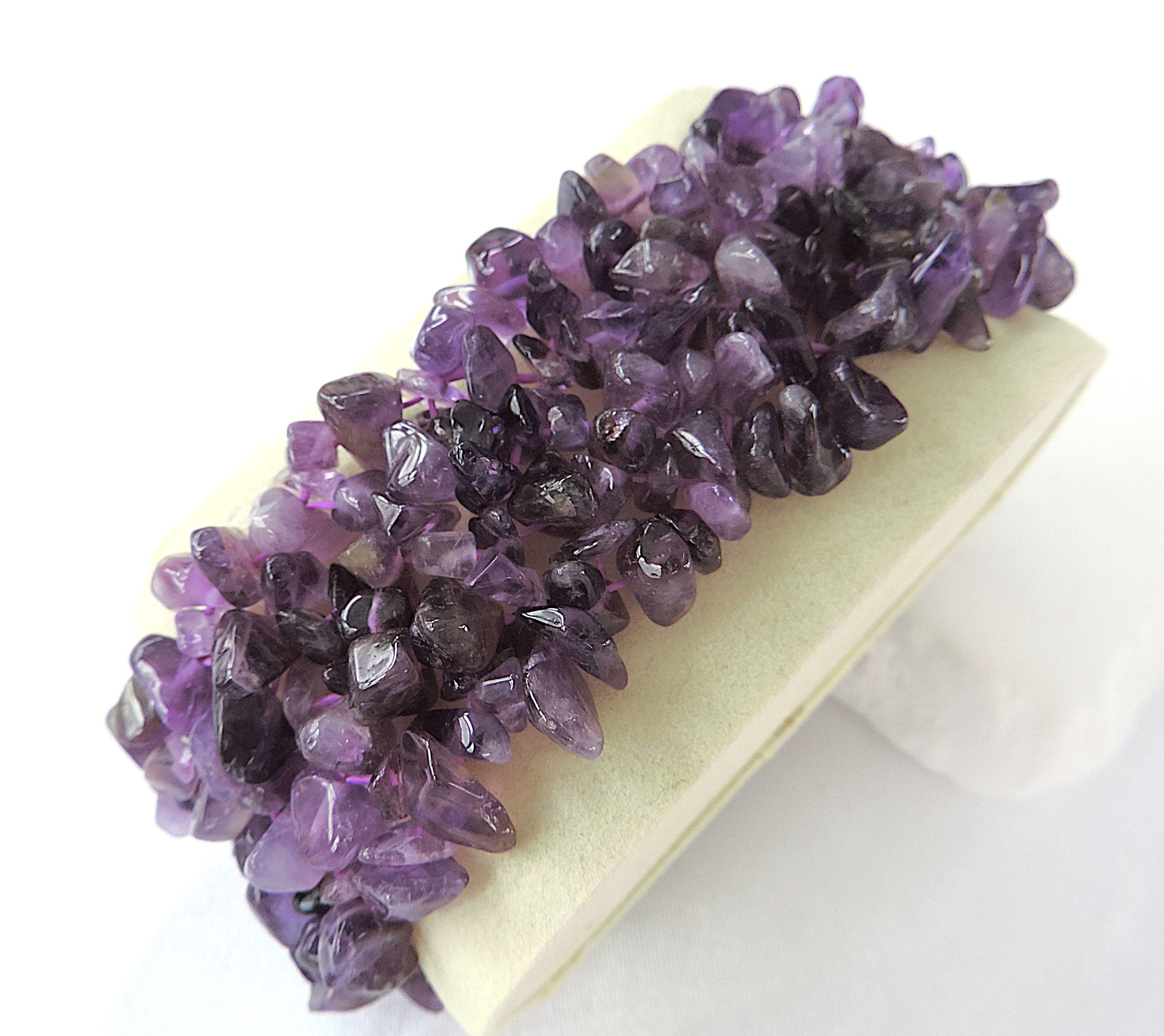 Chunky Amethyst Stone Chip Stretch Bracelet 'New'