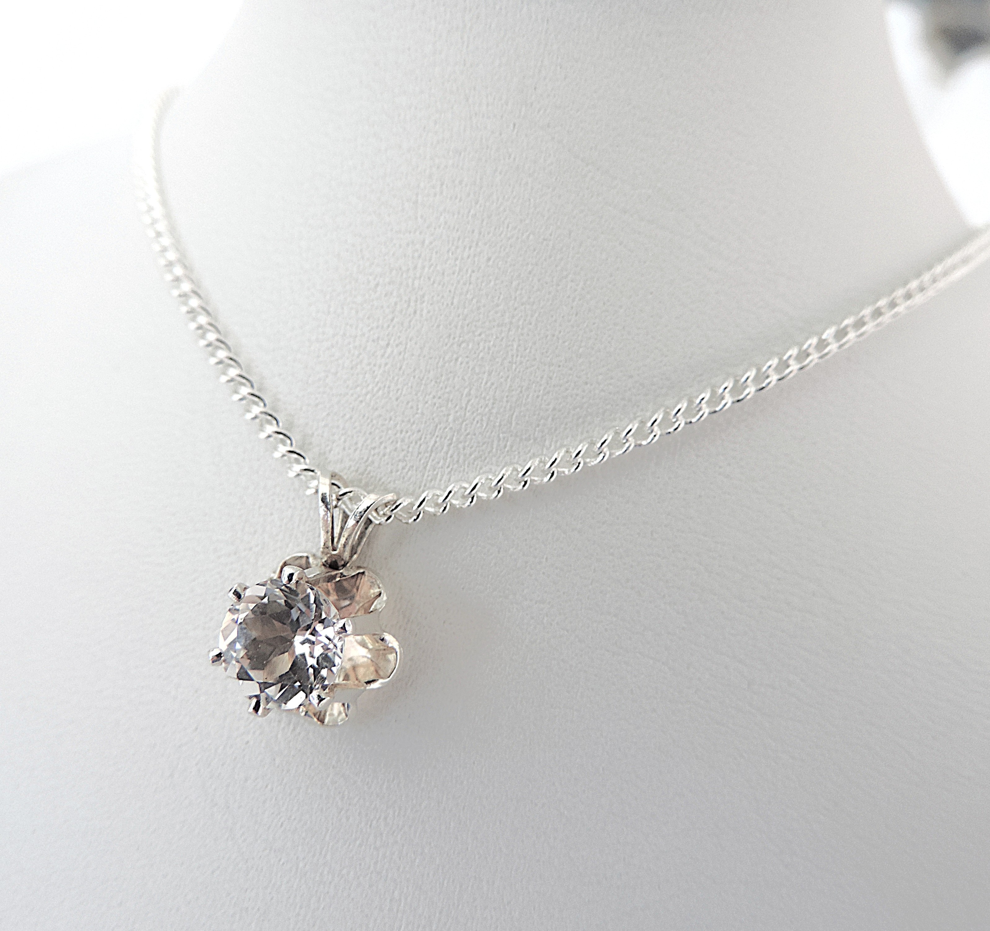 925 Silver Cubic Zirconia Gemstone Pendant Necklace