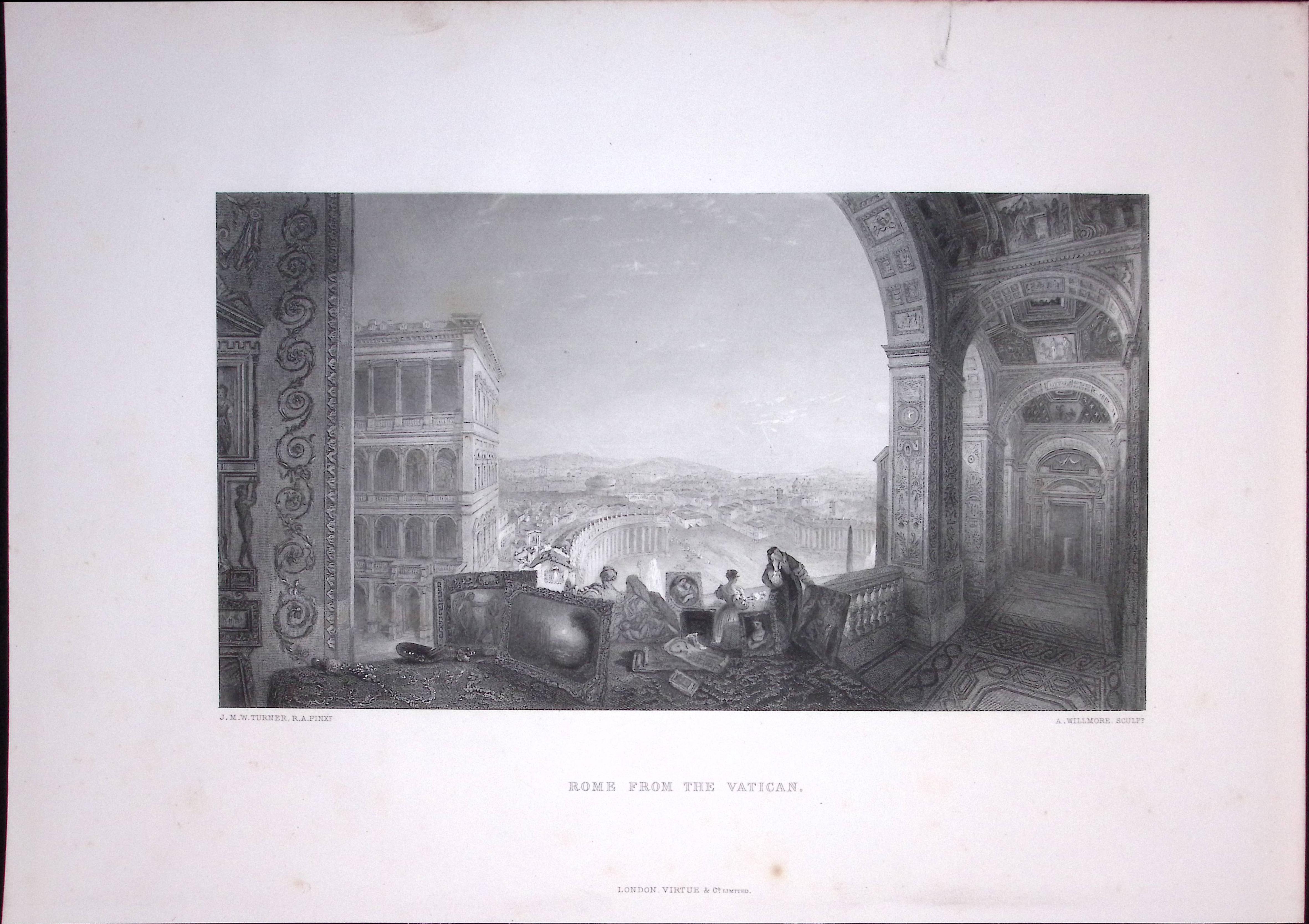 J.M.W Turner Rome View From The Vatican Antique Steel Engraving-39-TR