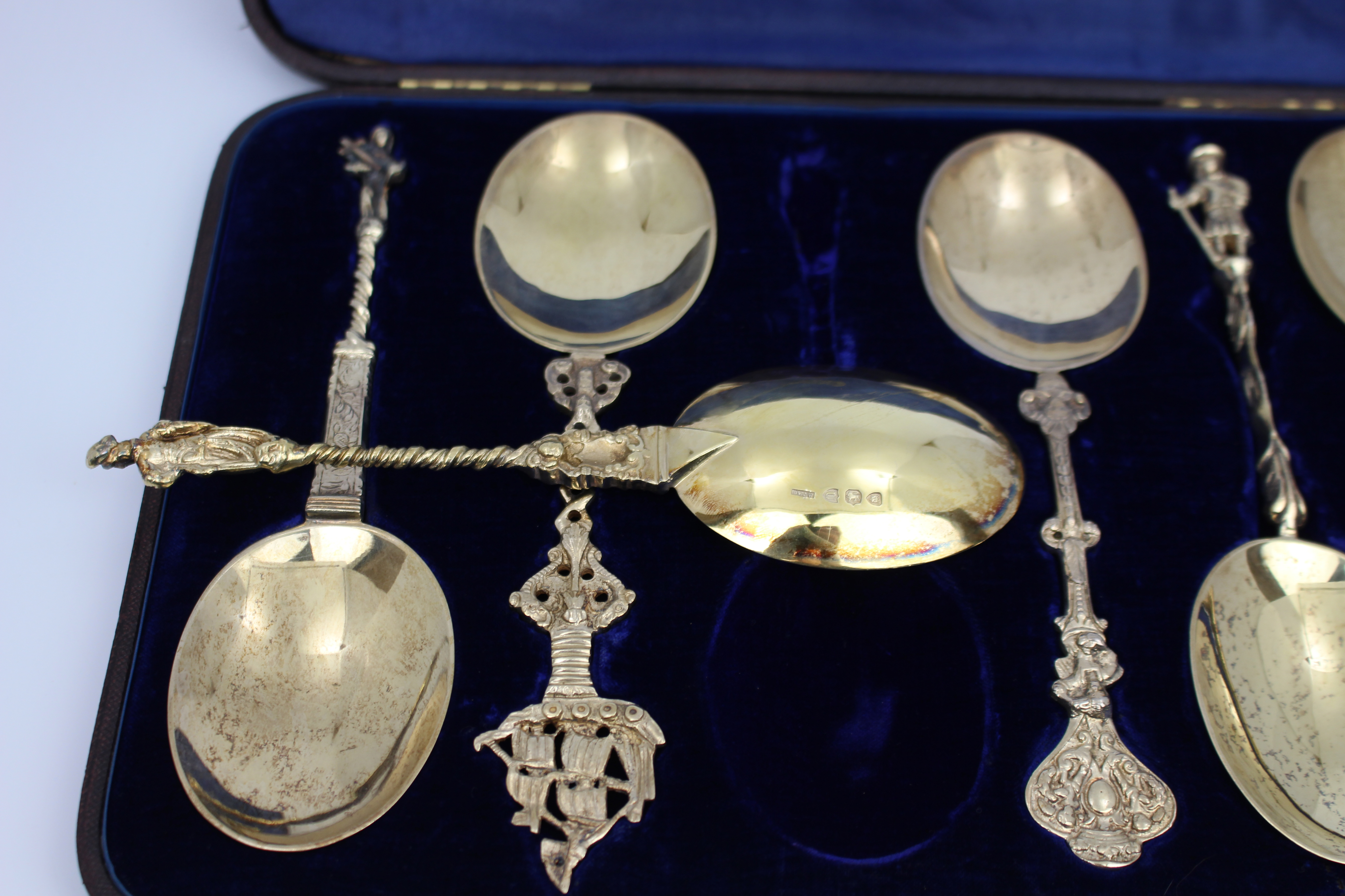 Cased Set of 6 Silver Gilt Spoons