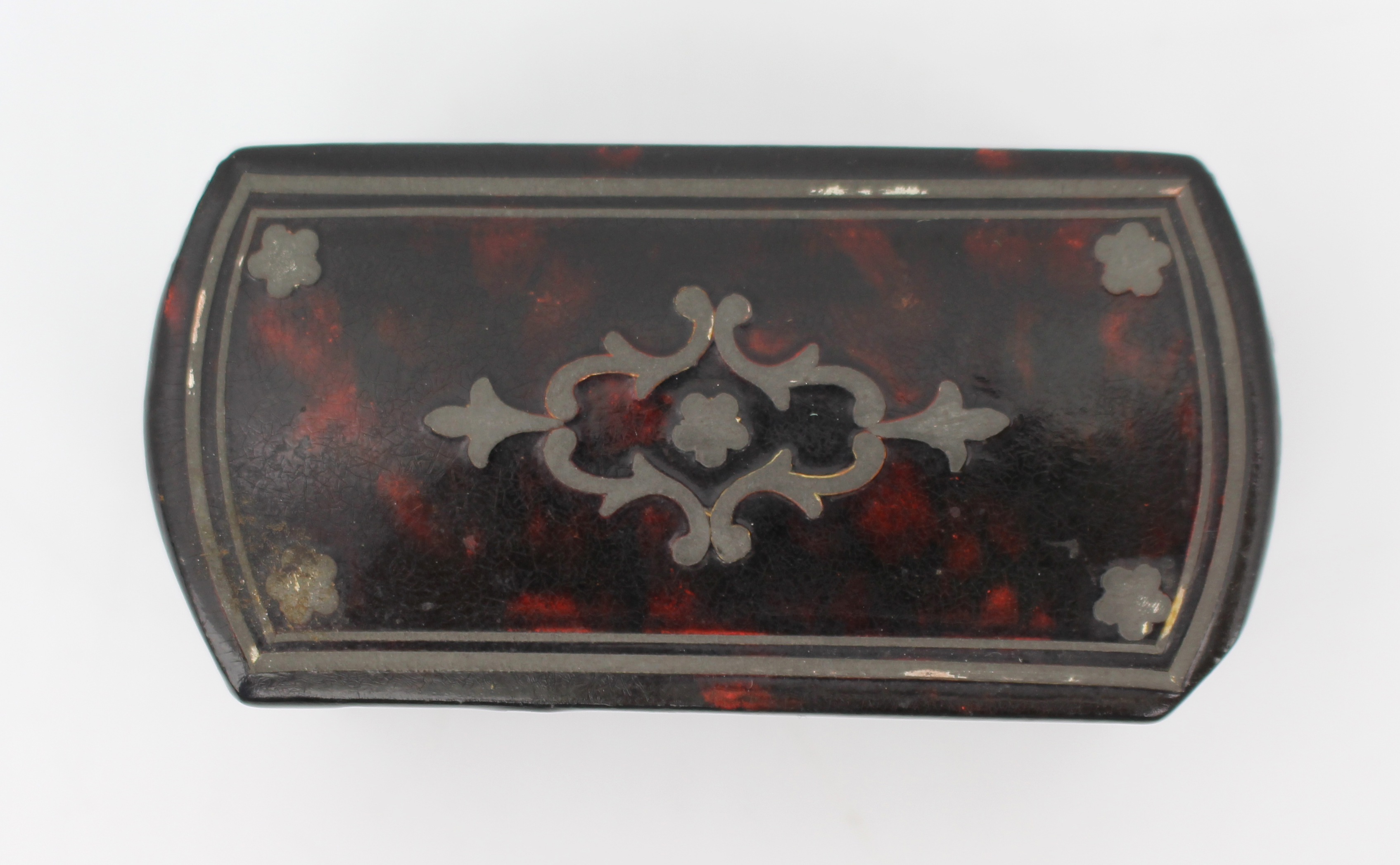 Early 19th Century Papier-Mâché Snuff Box with Silver Inlay, c.1820