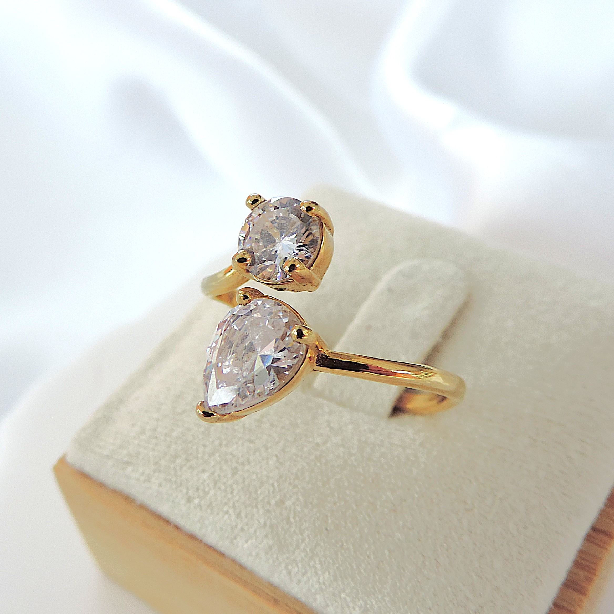 14k Gold on Silver CZ Gemstone Ring