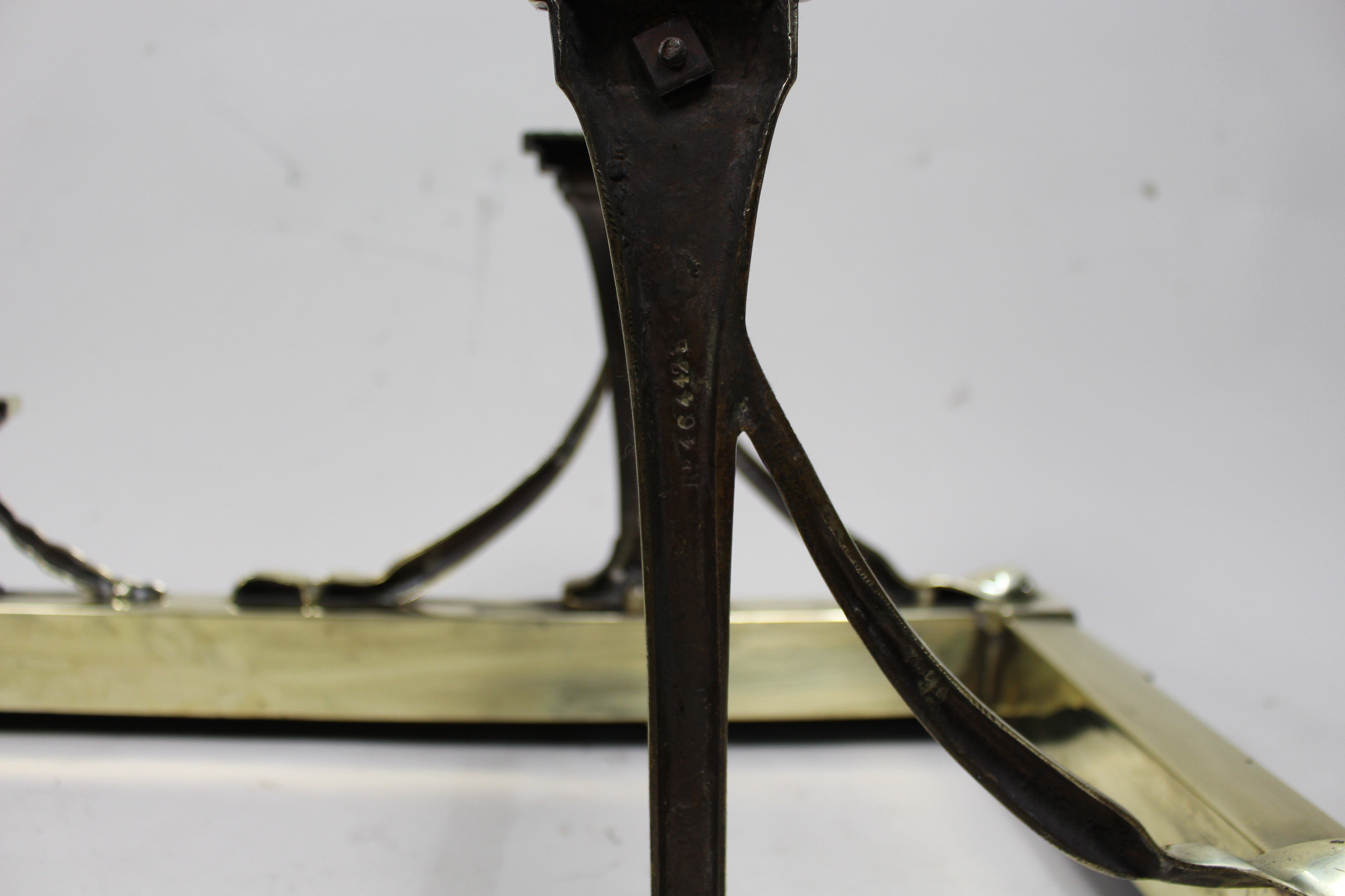 Antique Edwardian Brass Fireplace Fender & Matching Fire Irons