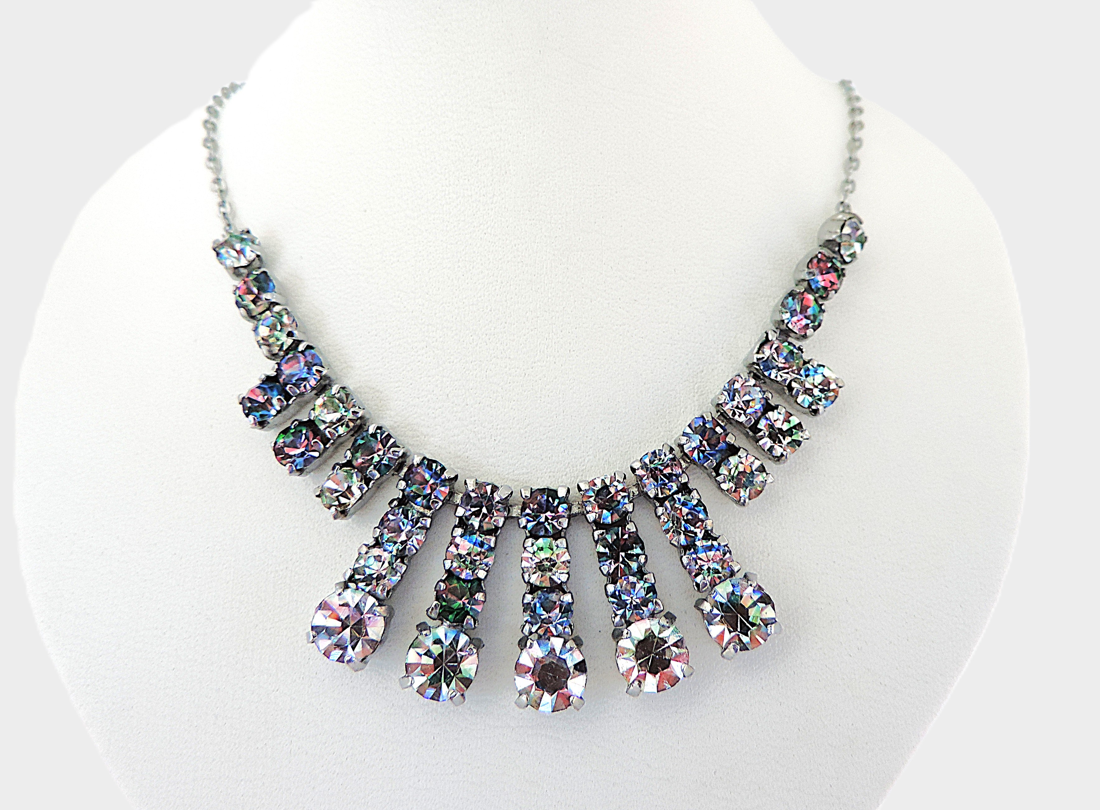 Vintage Art Deco Iris Crystal Necklace Circa 1930's