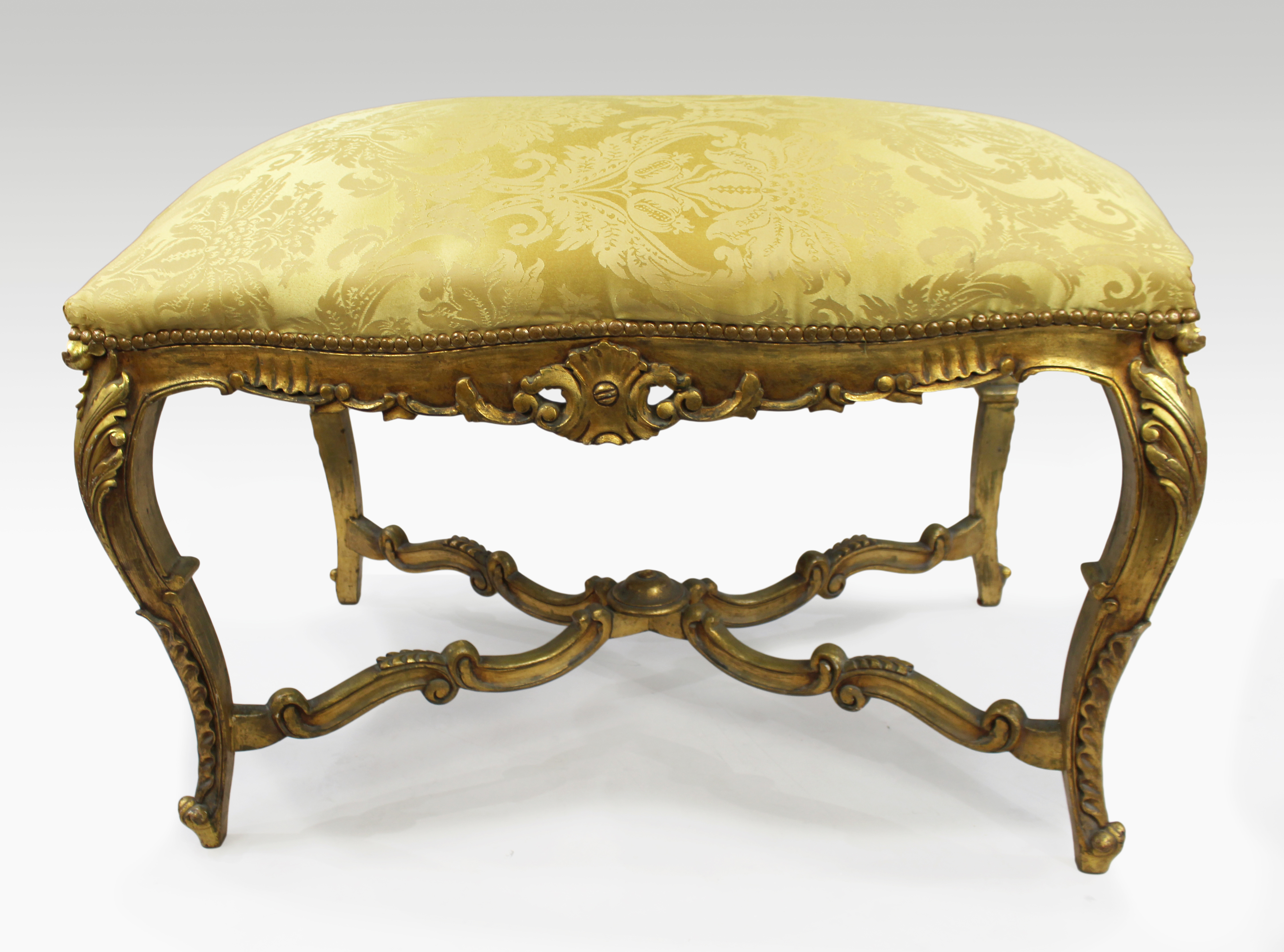 Large Louis XV Style Giltwood Upholstered Banquette