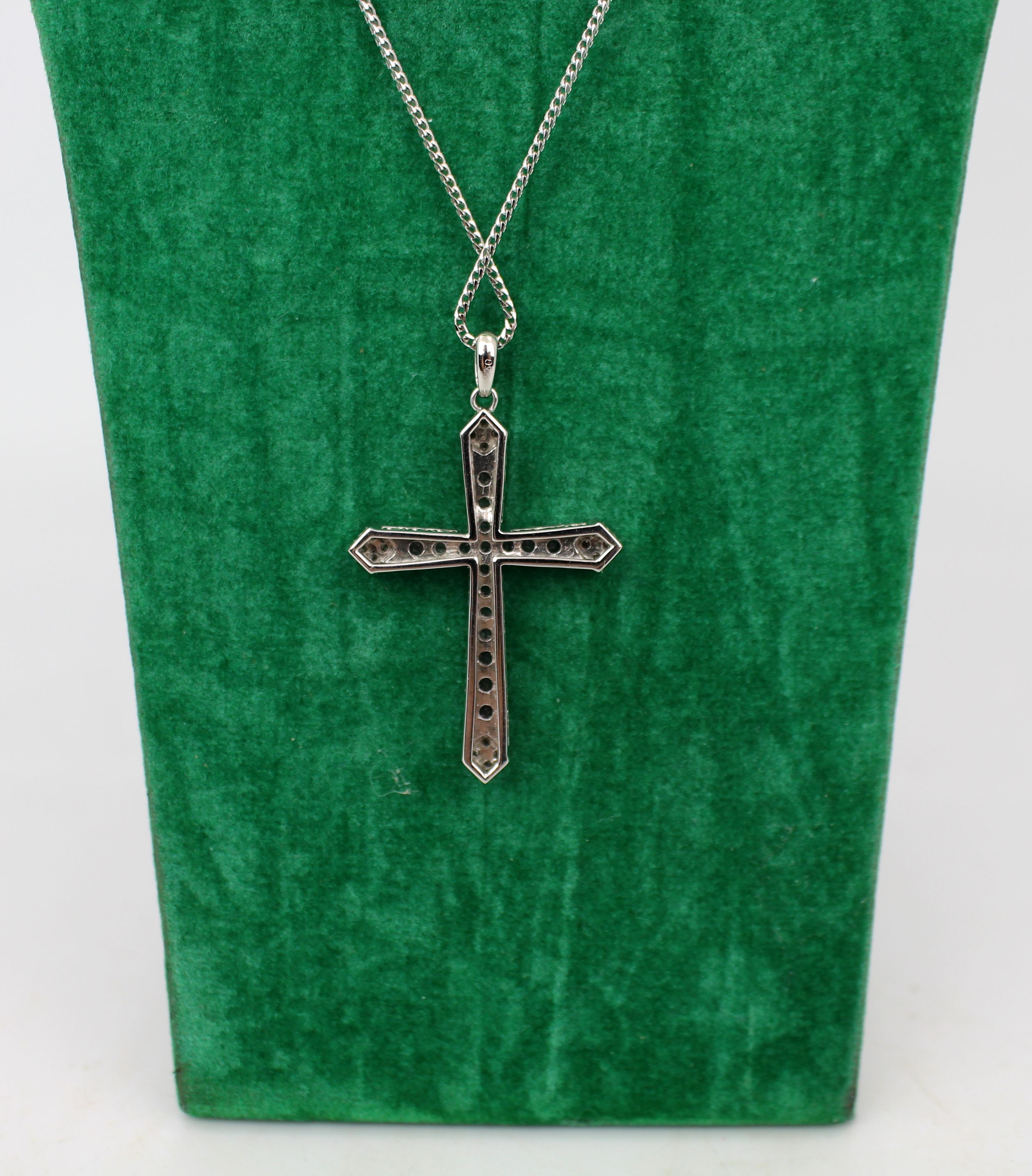 Very Fine Pink Diamond & Diamond 18ct White Gold Crucifix on Chain